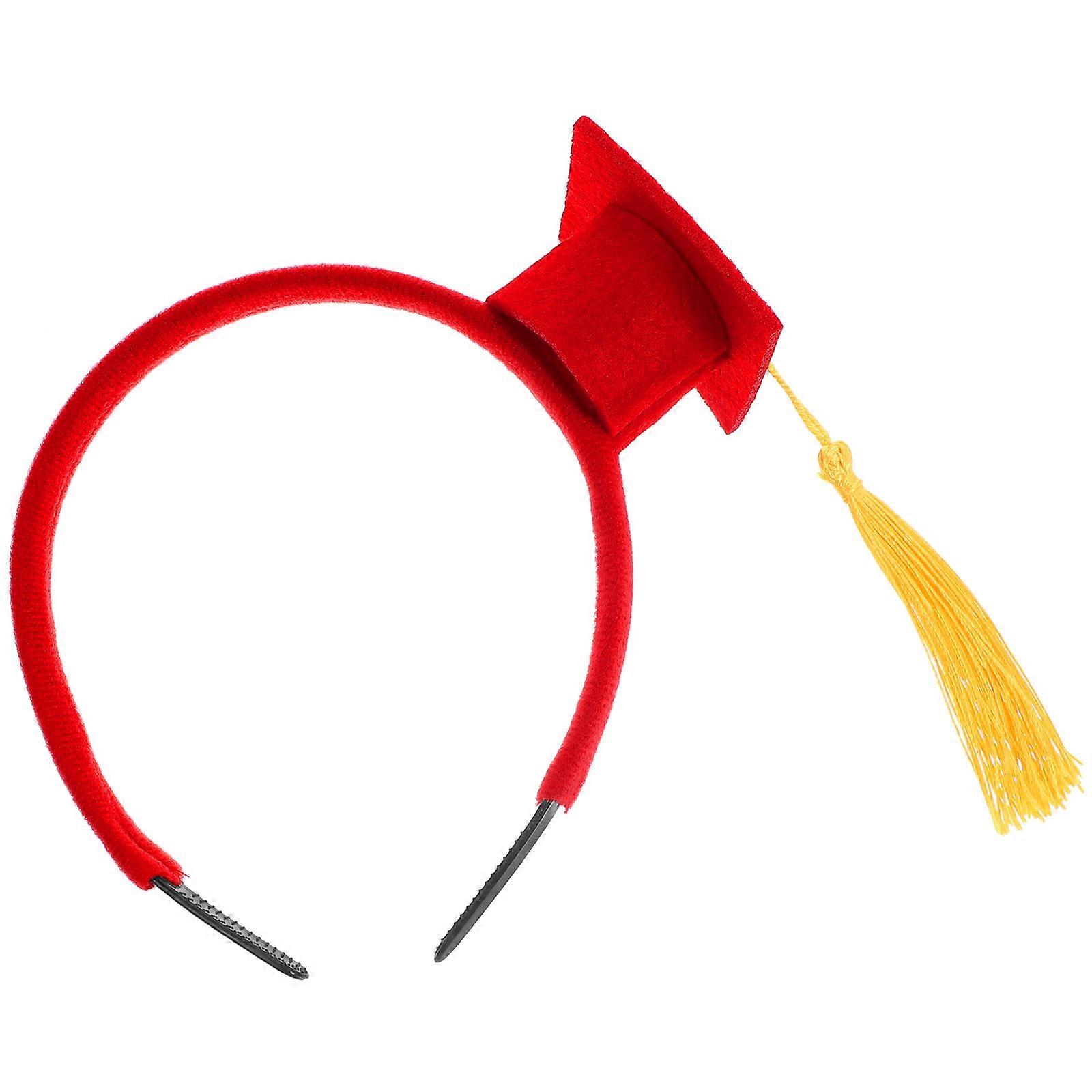 Graduation Cap Fixed Headband Felt Material Cosplay Costume Accessory Yellow 1Pack