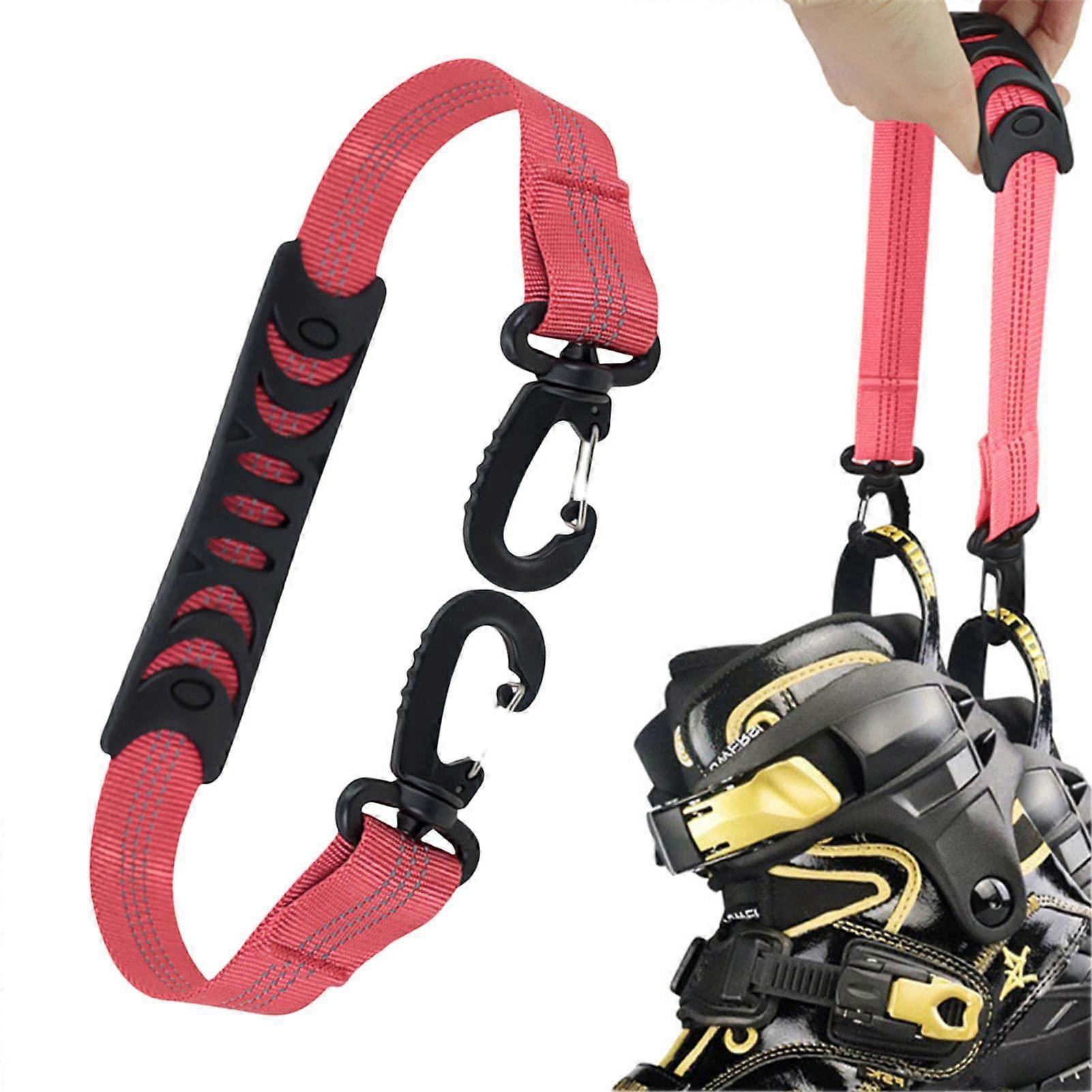 3X Skischuhgurte, Ski-Tragegurte, Rollschuhgurte Rot