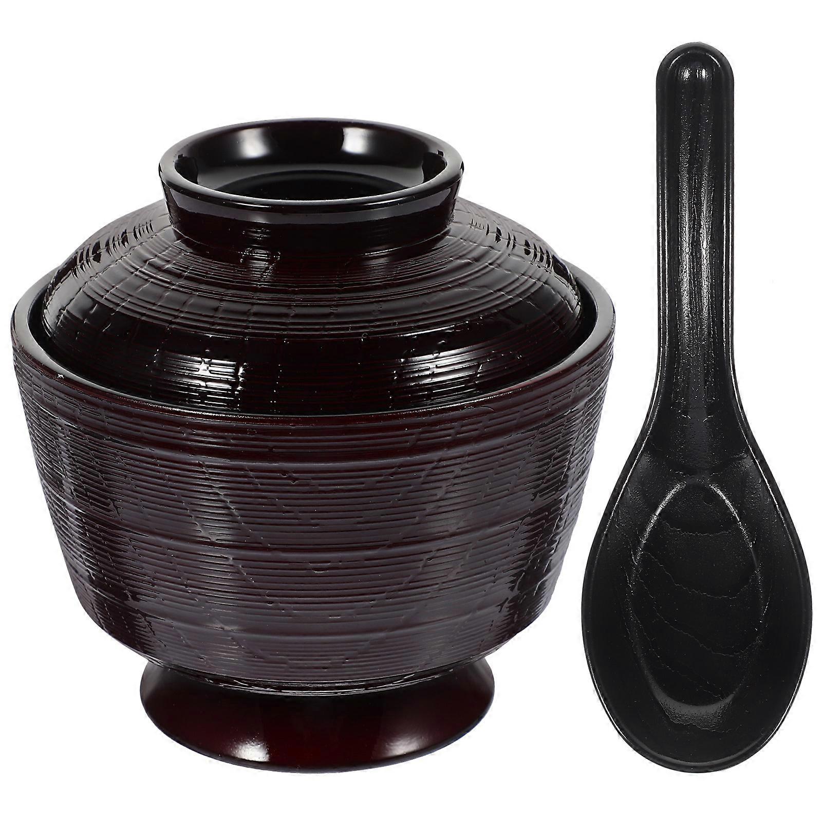 Japanese Lidded Soup Bowl Set with Spoon – Elegant Design for Noodles, Rice & Dipping Sauces – Perfect for Family & Party Use