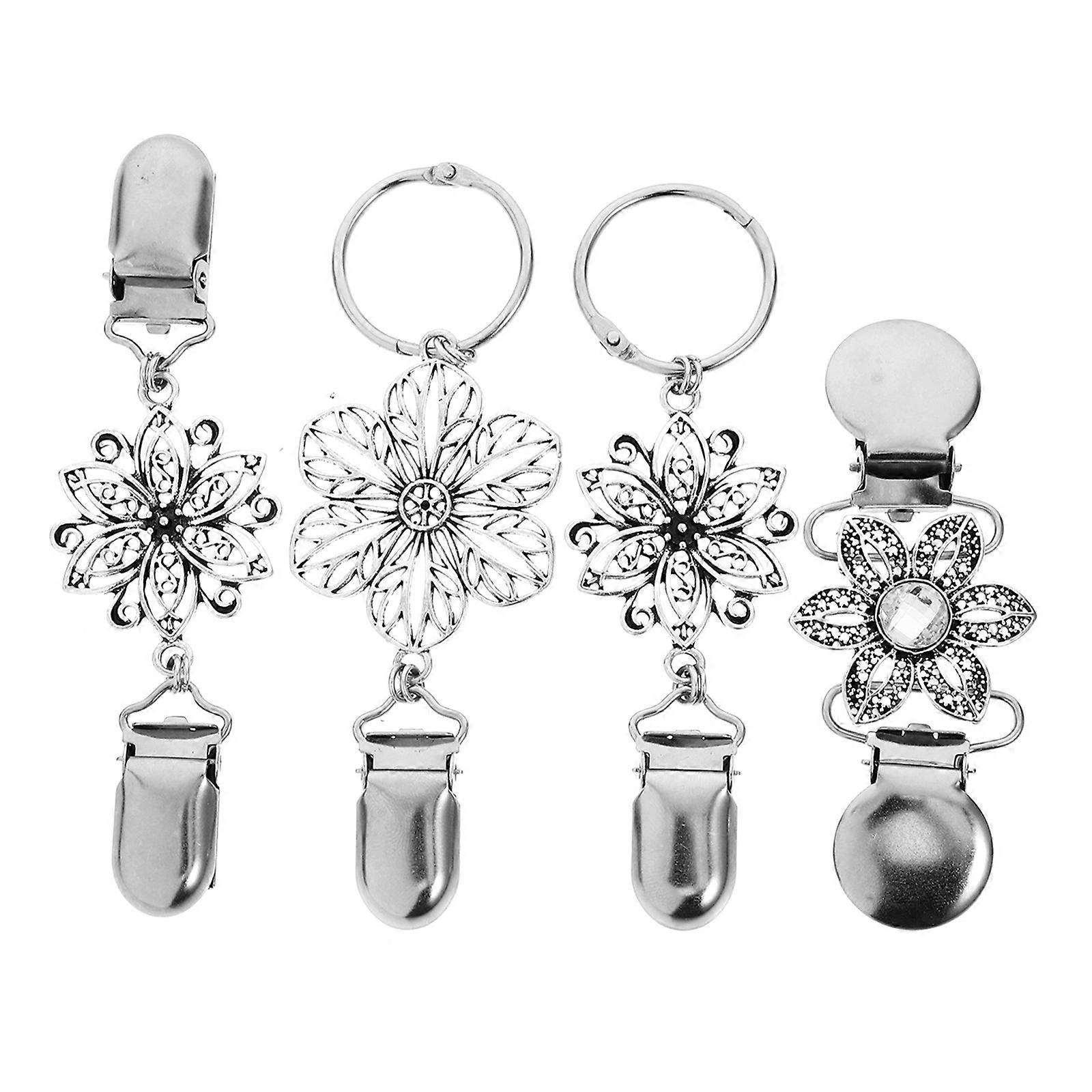 4pcs Vintage Alloy Shawl Clips for Women – Durable Cardigan Fasteners, Lightweight Scarf Pins for Dresses, Sweaters & Collars – Multiple Styles, Easy