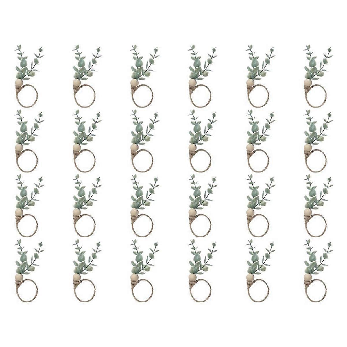 Juego de 12 servilleteros rústicos de madera de eucalipto.