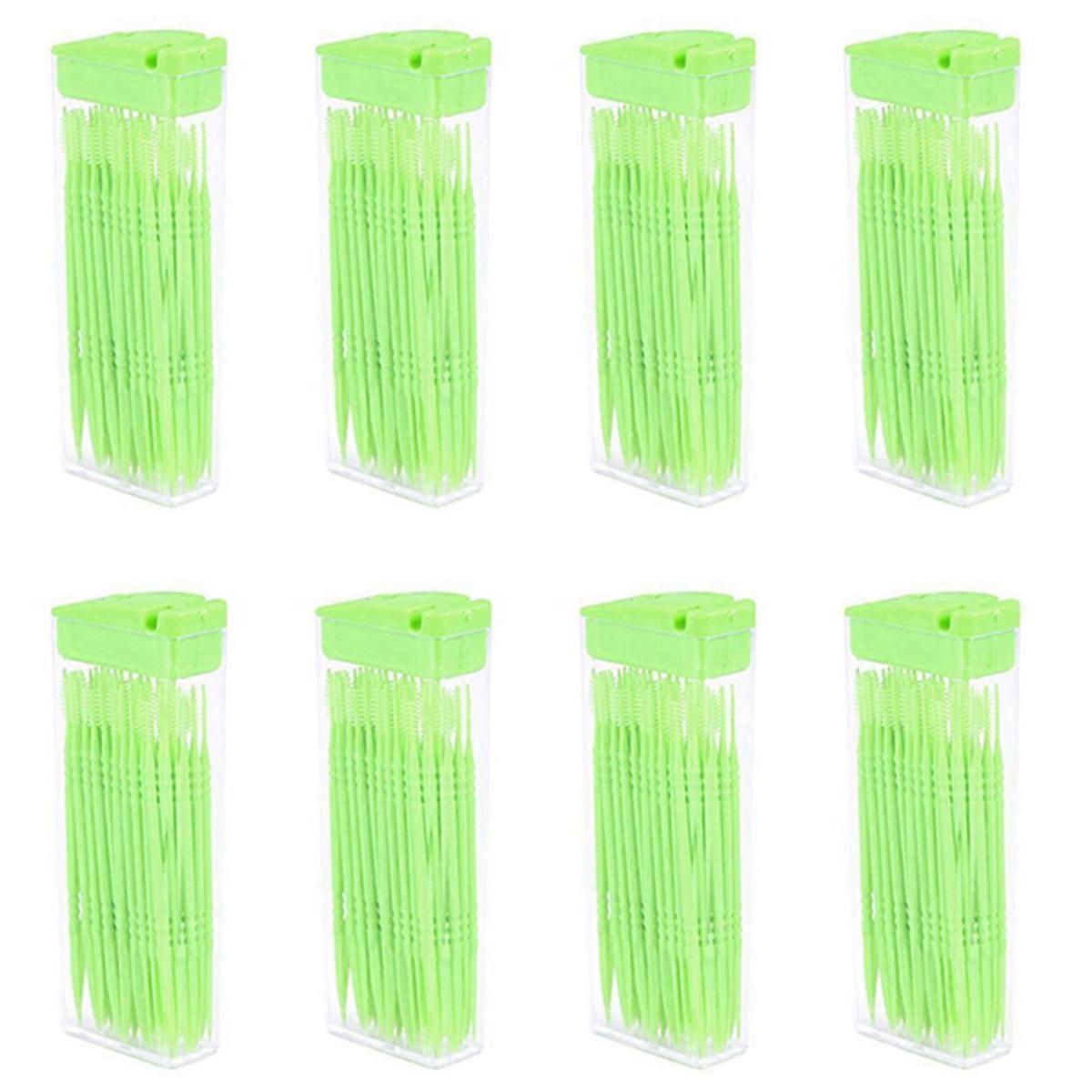 50 Pcs Plastic Toothpicks 2 Way Tooth Picks Interdental Random Color