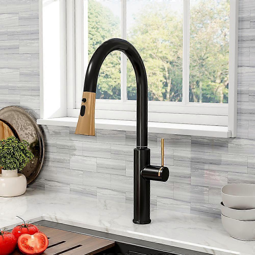 Bathroomdeco Black Kitchen Sink Faucet with Pull Down Sprayer