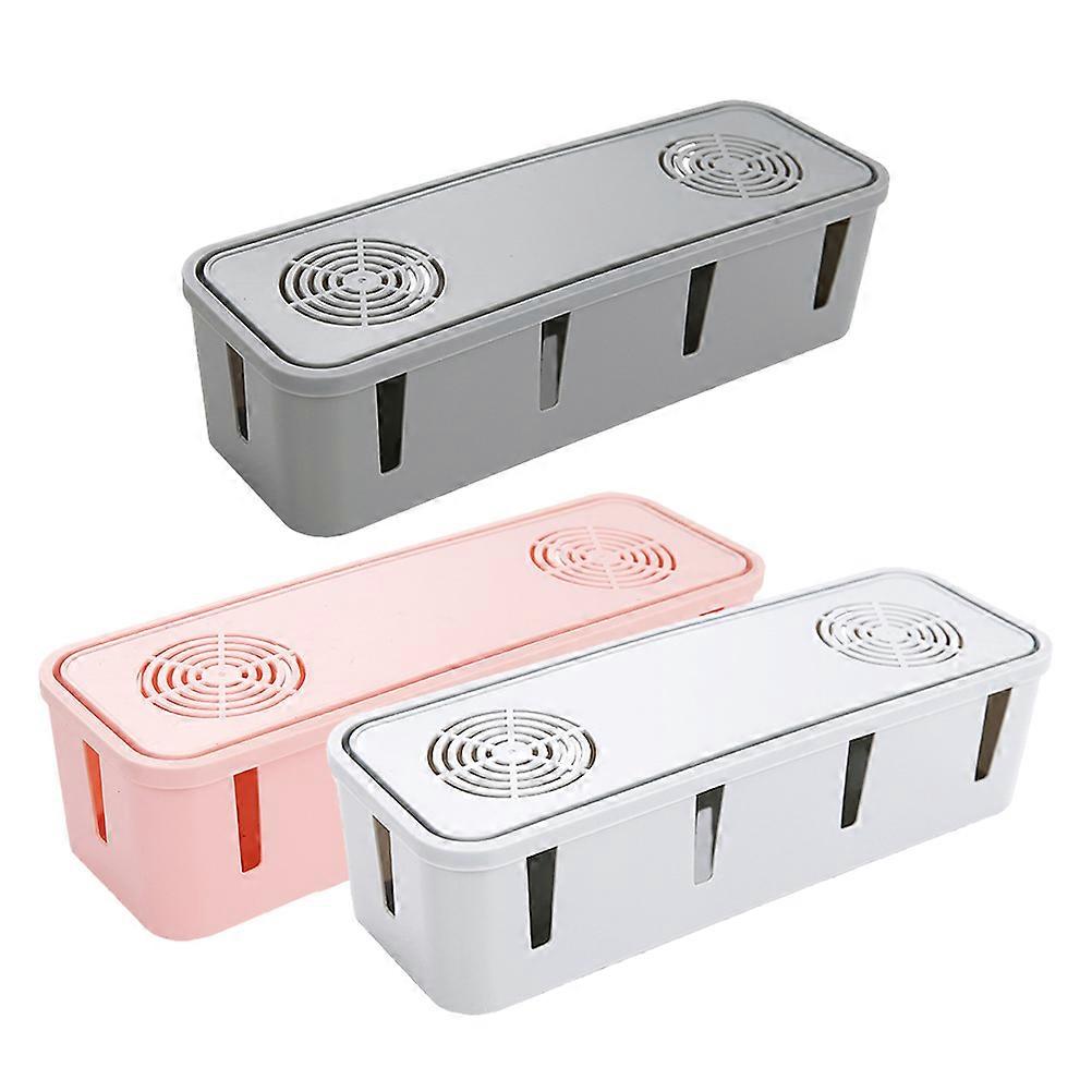 Cable Organizer Desk Wire Organiser Rectangular Grey Cord Management Box For Office Desk 3Pcs