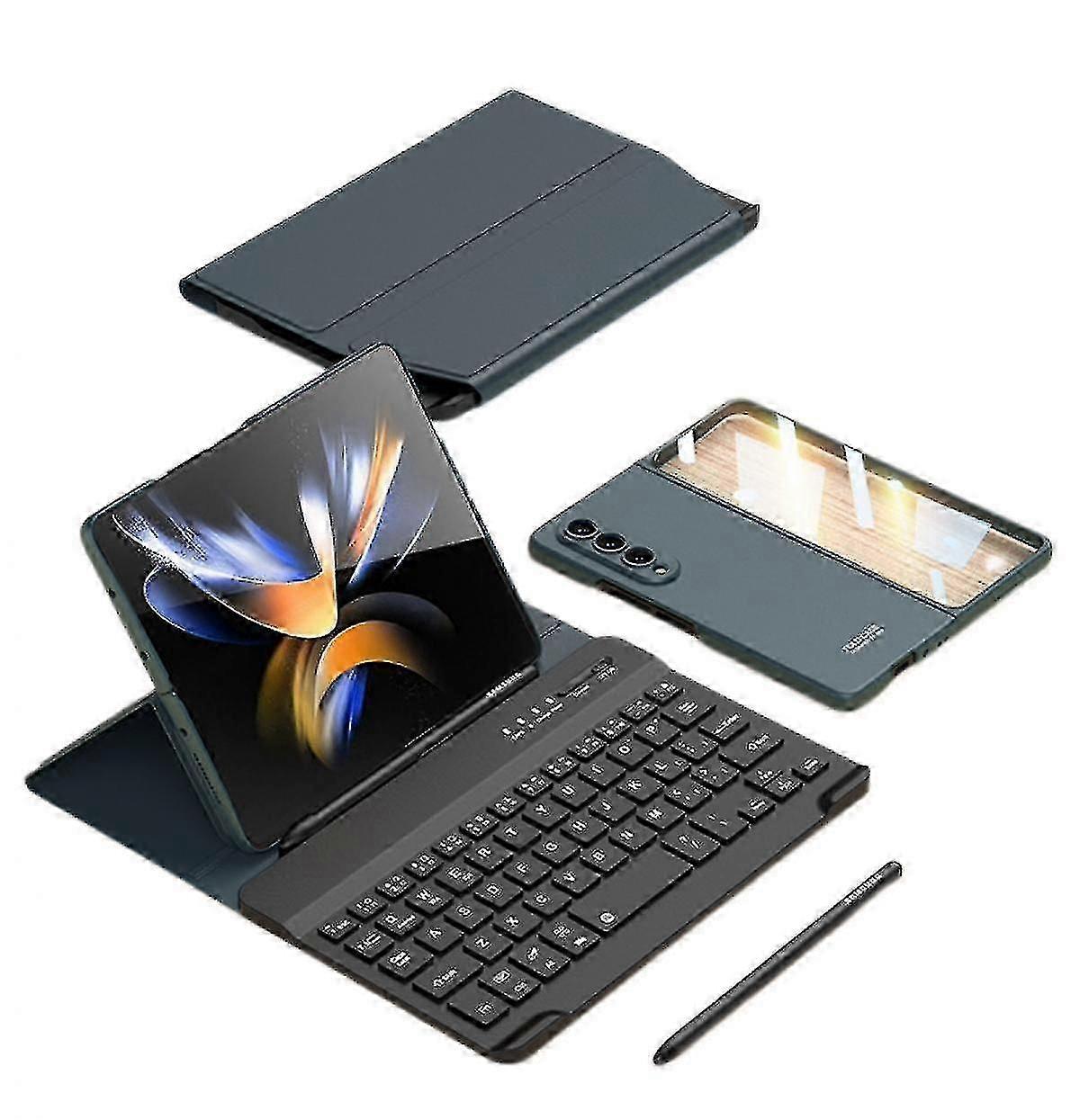 Samsung Galaxy Z Fold 4 Keyboard Case Set - Bluetooth Keyboard Case S Pen Slot Screen Protector