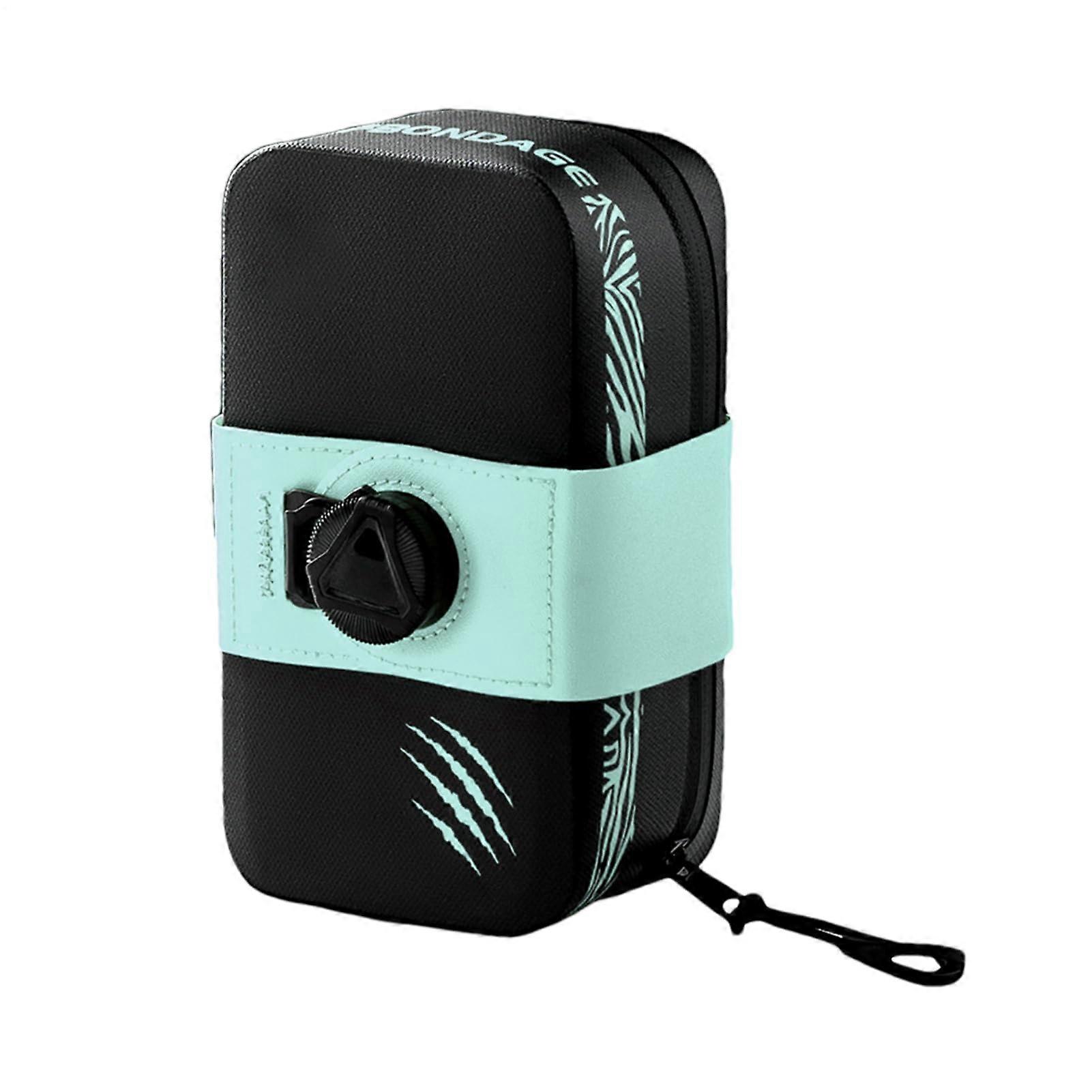 Bicycle saddle bag  light storage with easy attachment, bike accessories Cyan Blue