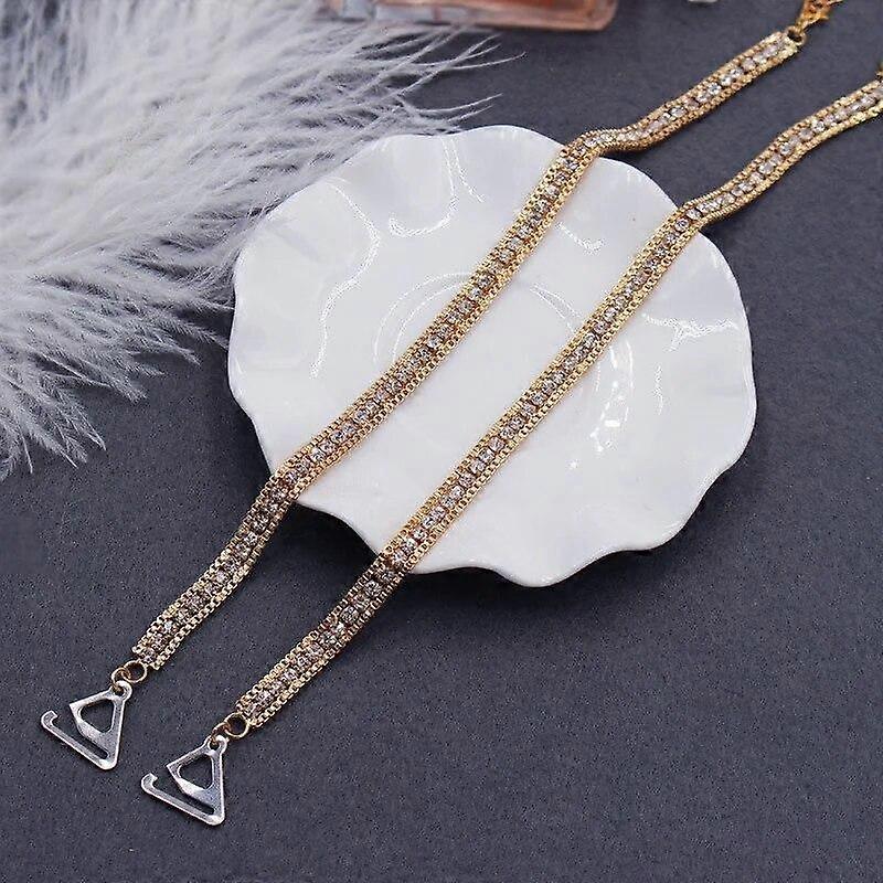 Crystal Metal Bra Straps with Adjustable Chain