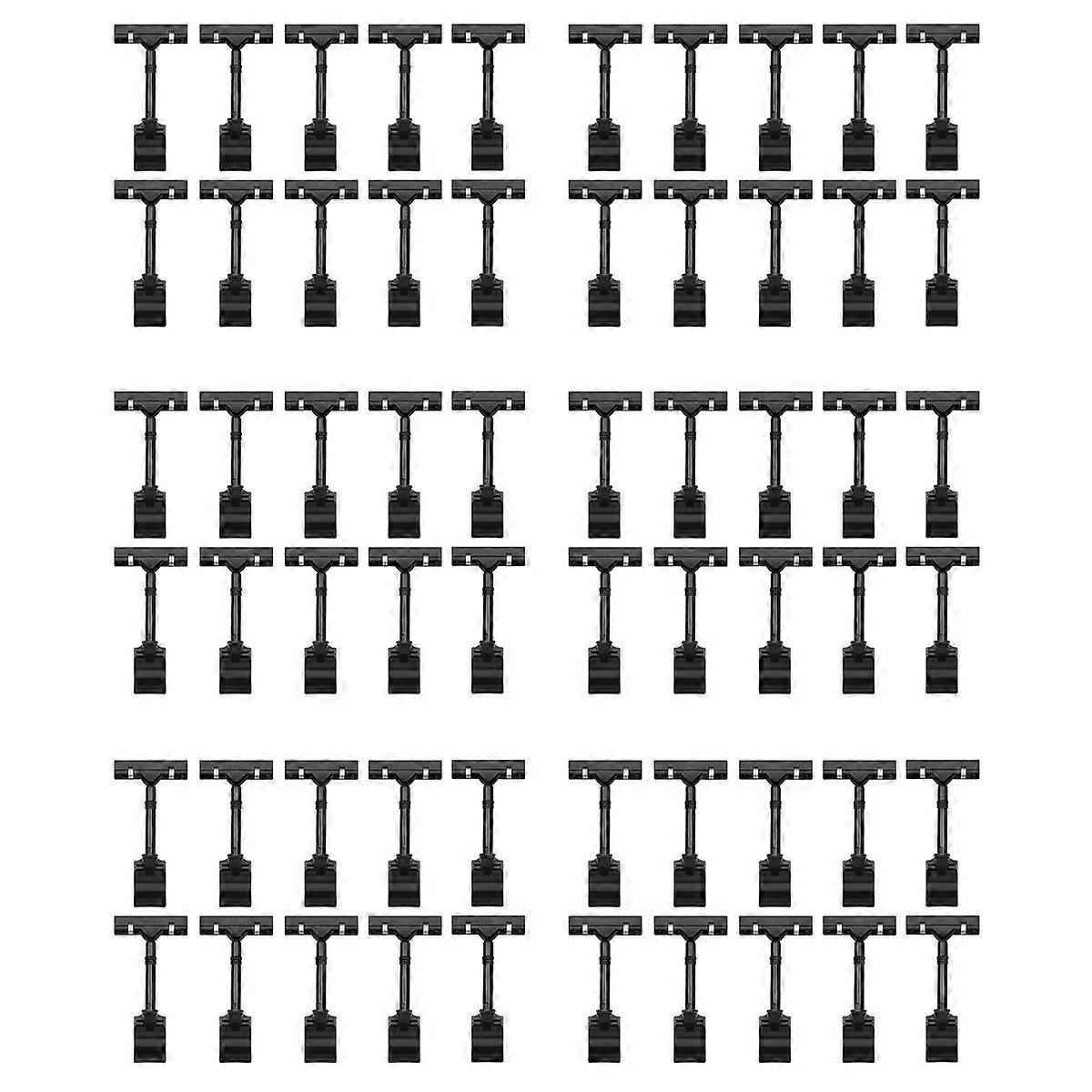 60PCS Adjustable Plastic Sign Holder,Clip-on Style Double Head Display Clips Rotating Reuse Sign Pri