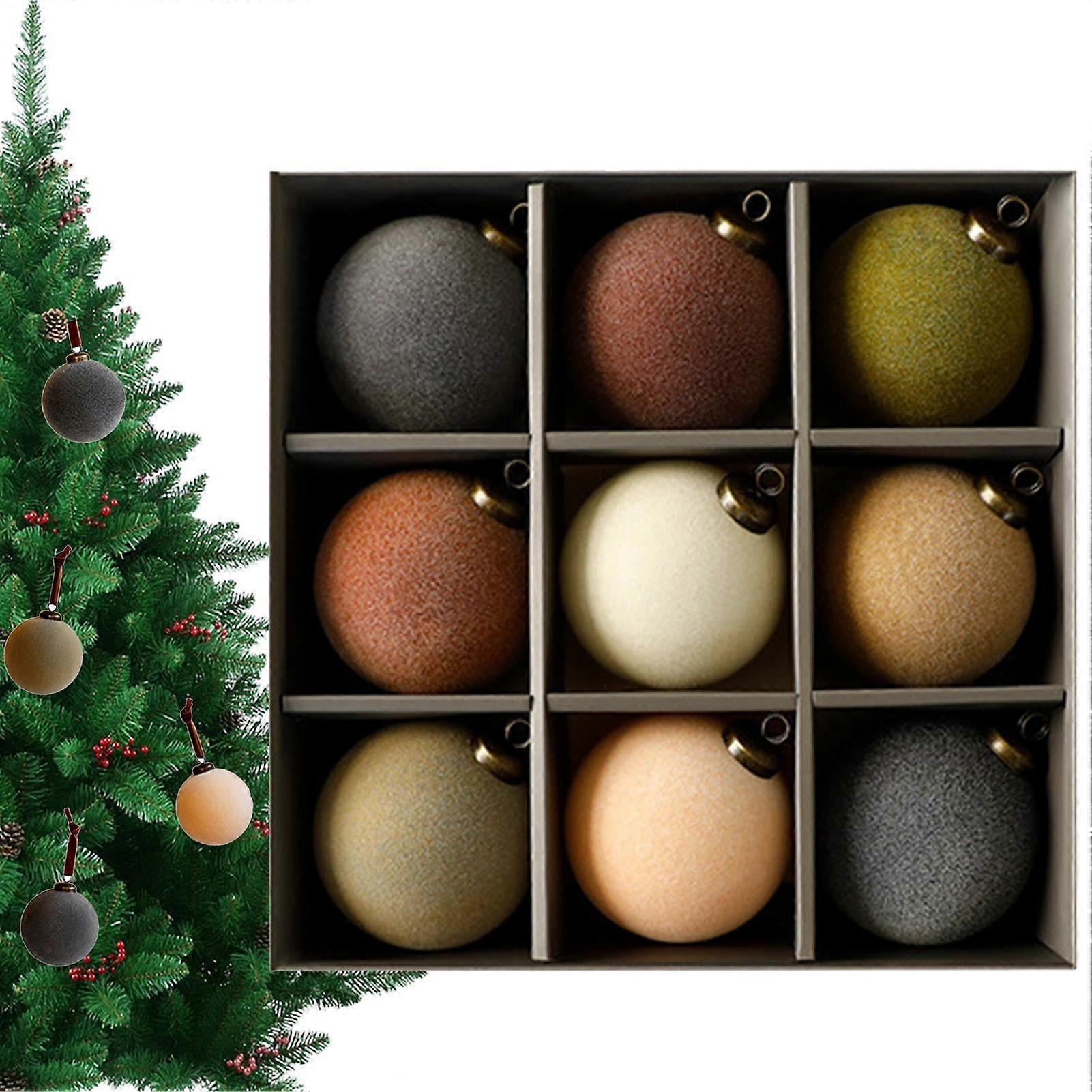 Flocking Balls Tree Ornaments for Christmas, Flocked Holiday Decorations in Various Colors, Soft Material Tree Decor