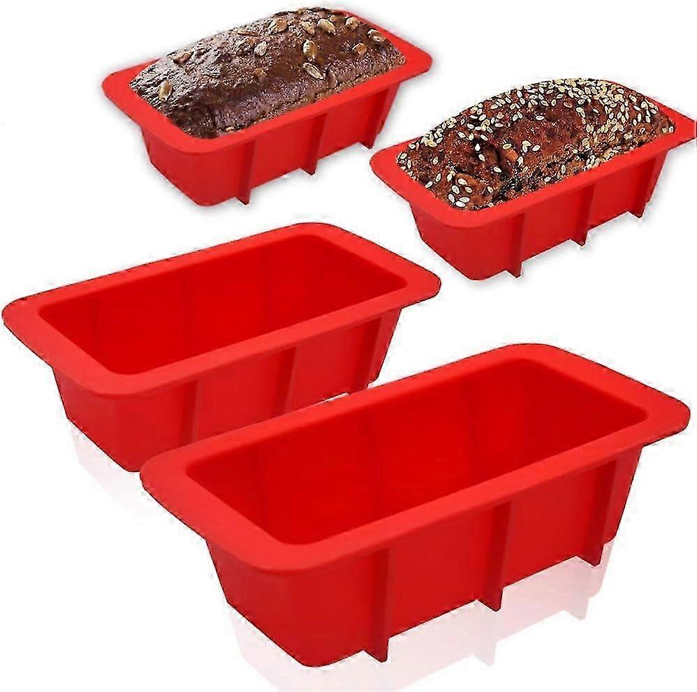 4 Pack Non-Stick Silicone Loaf Pans for Baking Bread & Cake
