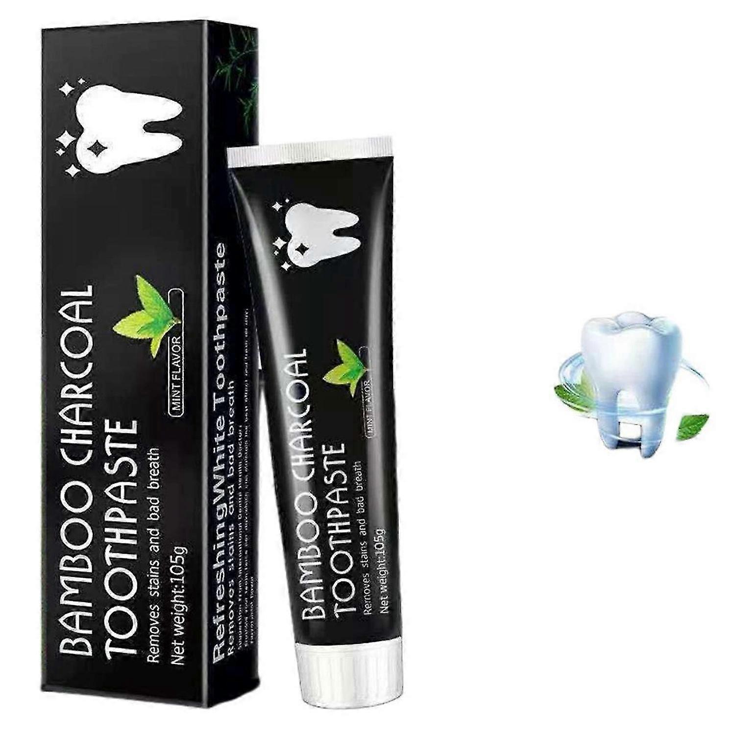 1-3pcs Bamboo Activated Charcoal Toothpaste Teeth Whitening Fluoride Free 105g