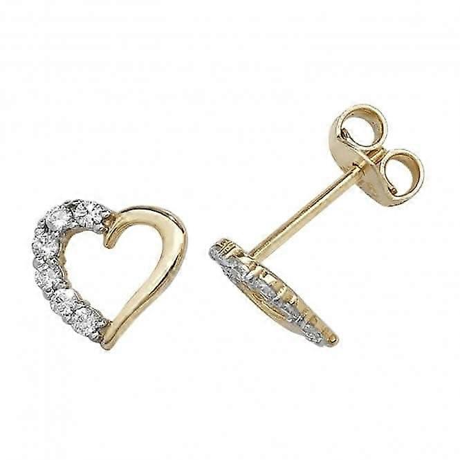 9ct Gold Zirconia Heart Studs with Brilliant Gemstones