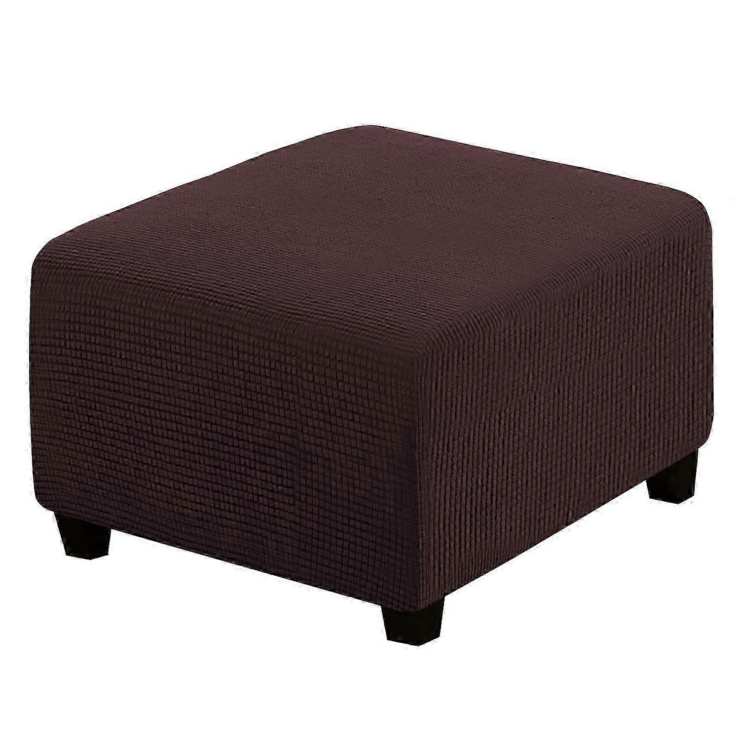 Stretch High Spandex Small Checks Jacquard Fabric Ottoman Covers Furniture Protector with Elastic Bottom Large