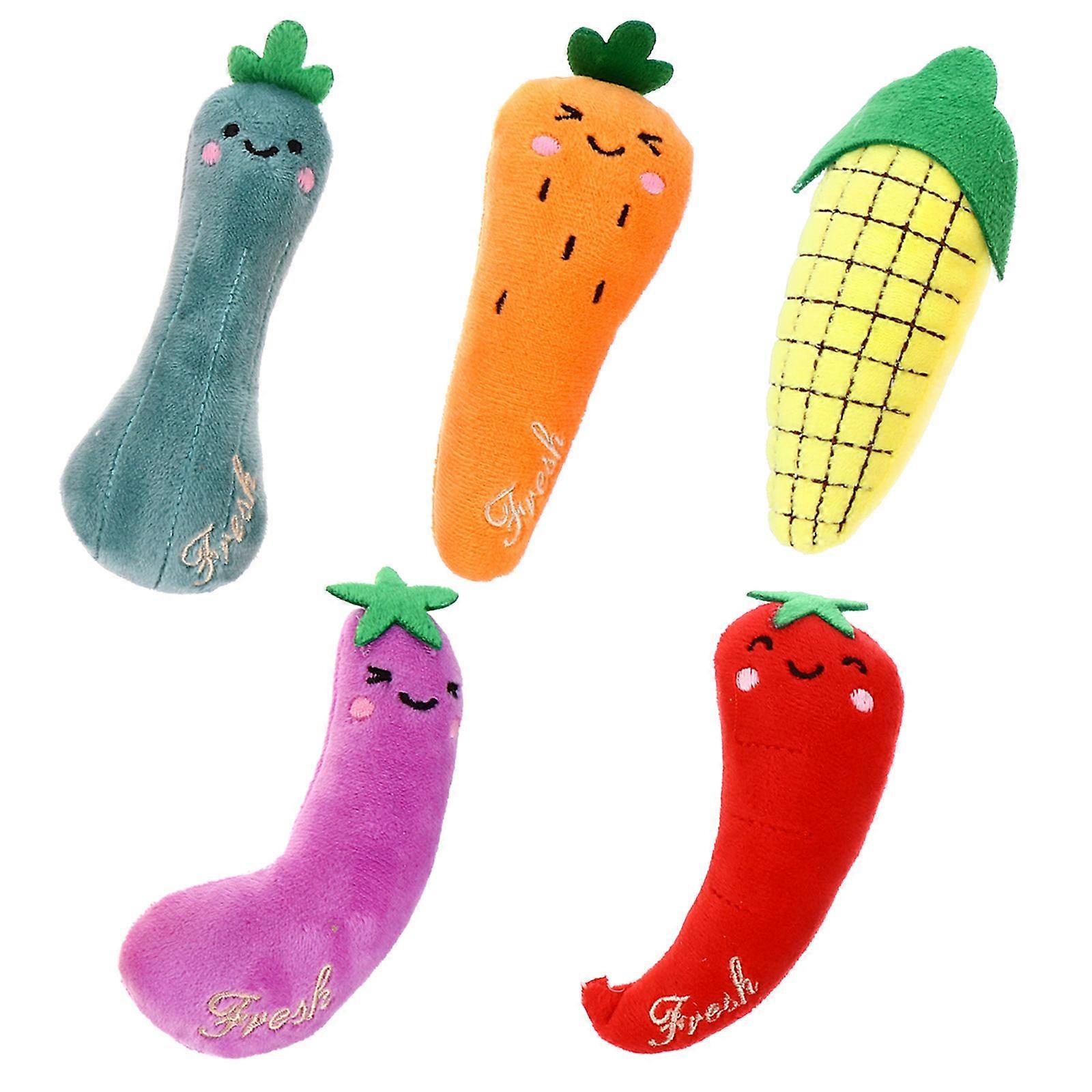 Soft Cat Toys Vegetables Shaped Plush Cat Chew Toys Teething Catnip Filled Toy Pet Supply Kittens 5Pcs
