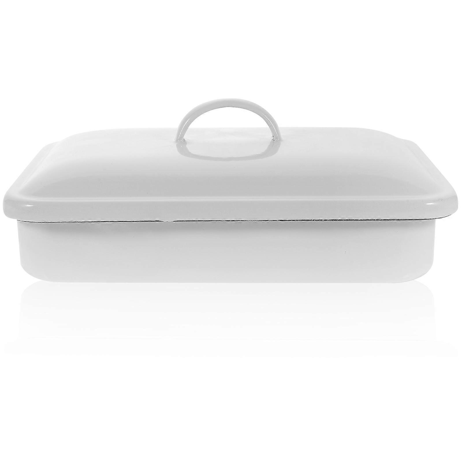 Non Stick Enamel Baking Tray Reusable Oven Pan for Grilling, Roasting & Baking – White Dish for Home & Restaurant Use