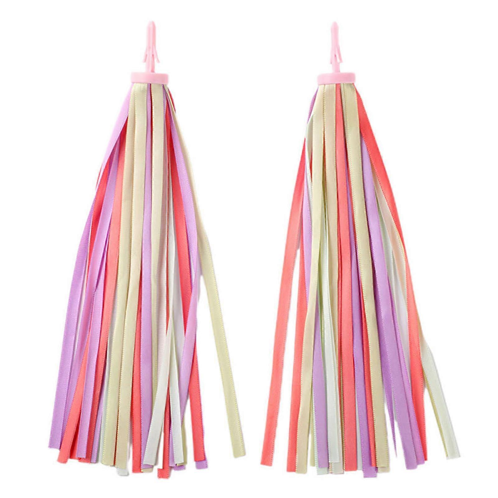 Colorful Handlebar Tassels For Bikes And Scooters, Rainbow Colors, 2-Piece Set