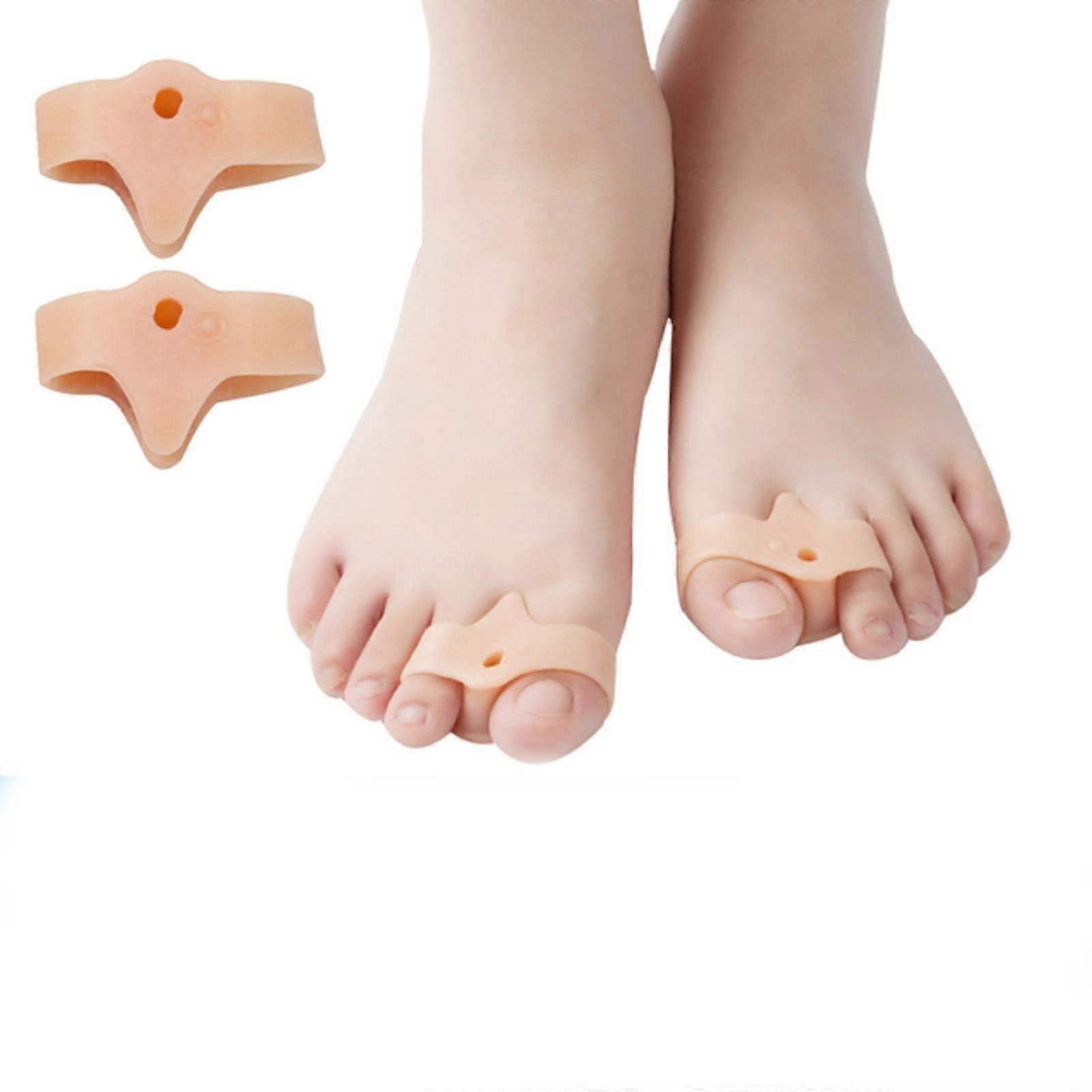 Gel Toe Separators, Bunion Corrector, Large Toe Separator for Relieving Pain from Inflamed Pain, Overlapping Toes, Foot Care Tool, 2 Pack beige