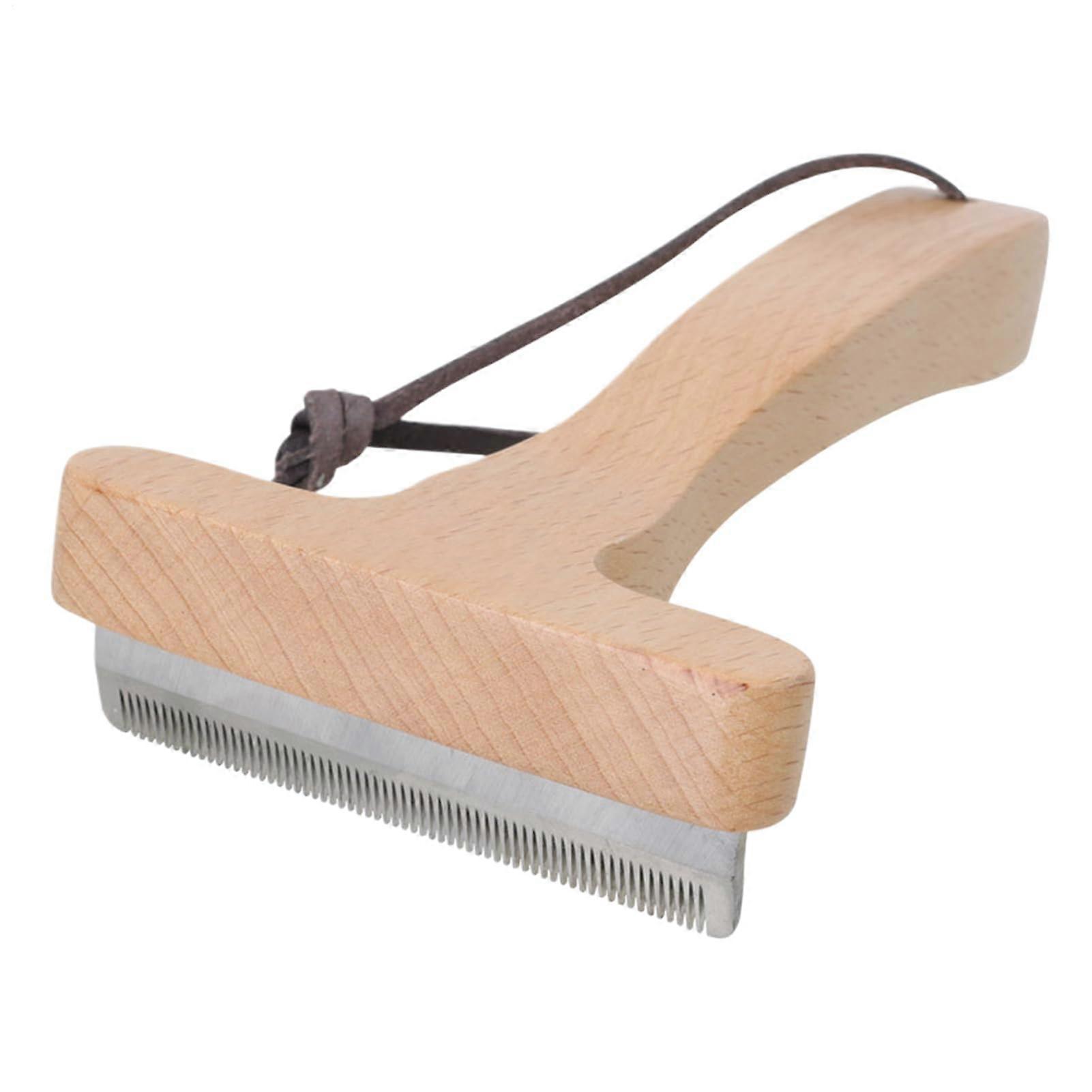 Dog Grooming Comb for Shedding | Rust-Free Dematting Brush with Wooden Handle for Small and Medium Pets Like Cats and Puppies