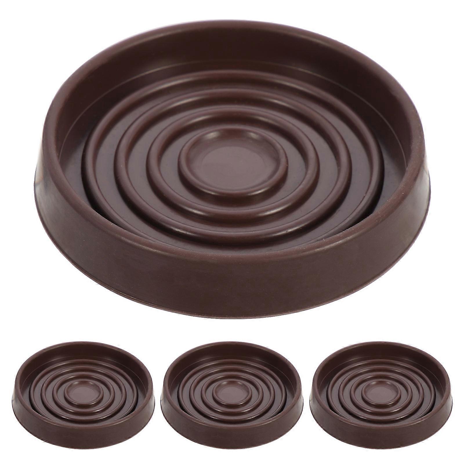 4pcs Round Rubber Furniture Coasters Non Slip Chair Feet Covers, Sofa Caster Cups, Table Mats & Floor Protectors for Hardwood Surfaces