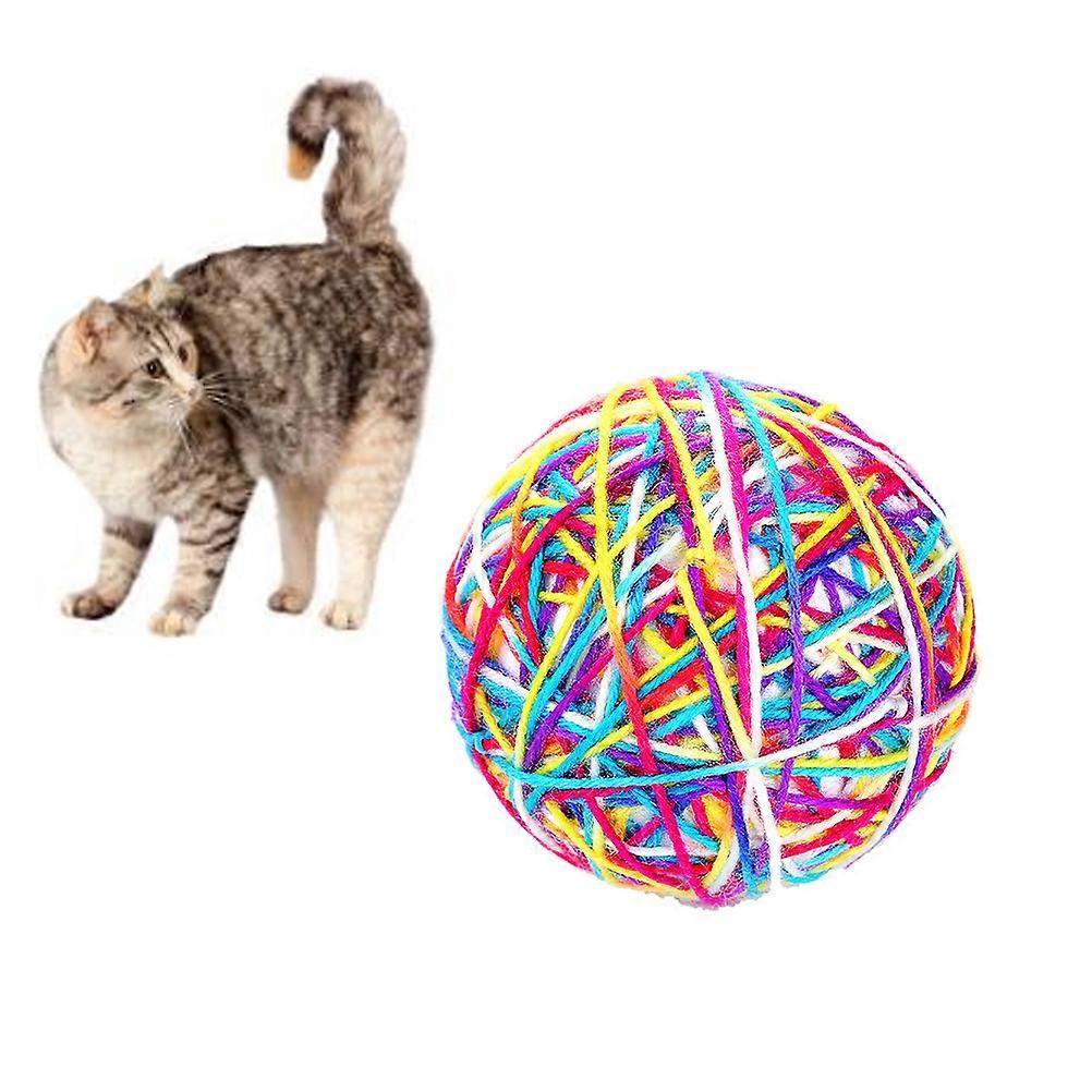 Chew Toys For Cat Woolen Material Round Shape Indoor Play Exercise Time 1Pack