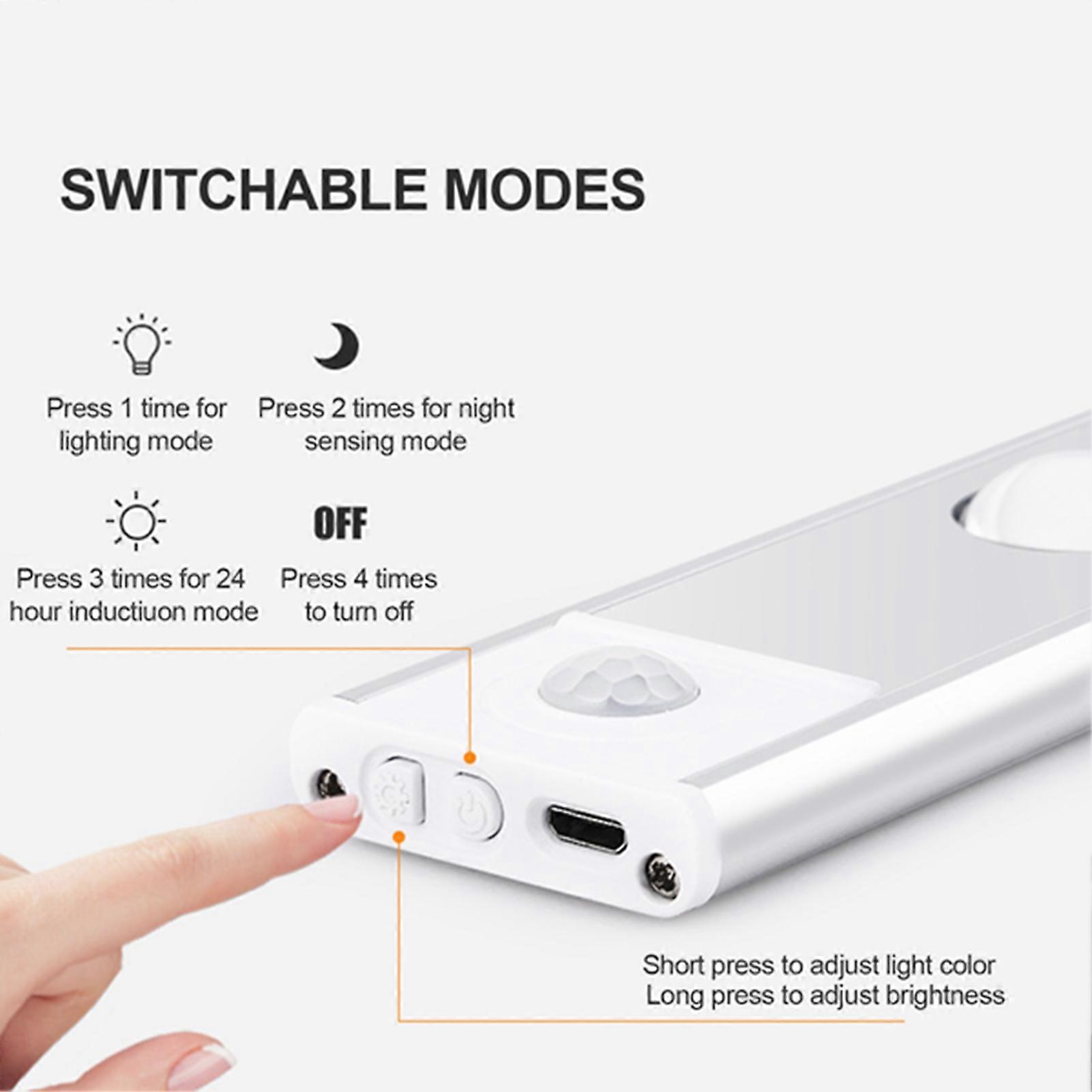Intelligent LED human body sensor rechargeable cabinet lamp bar 20CM Space Silver