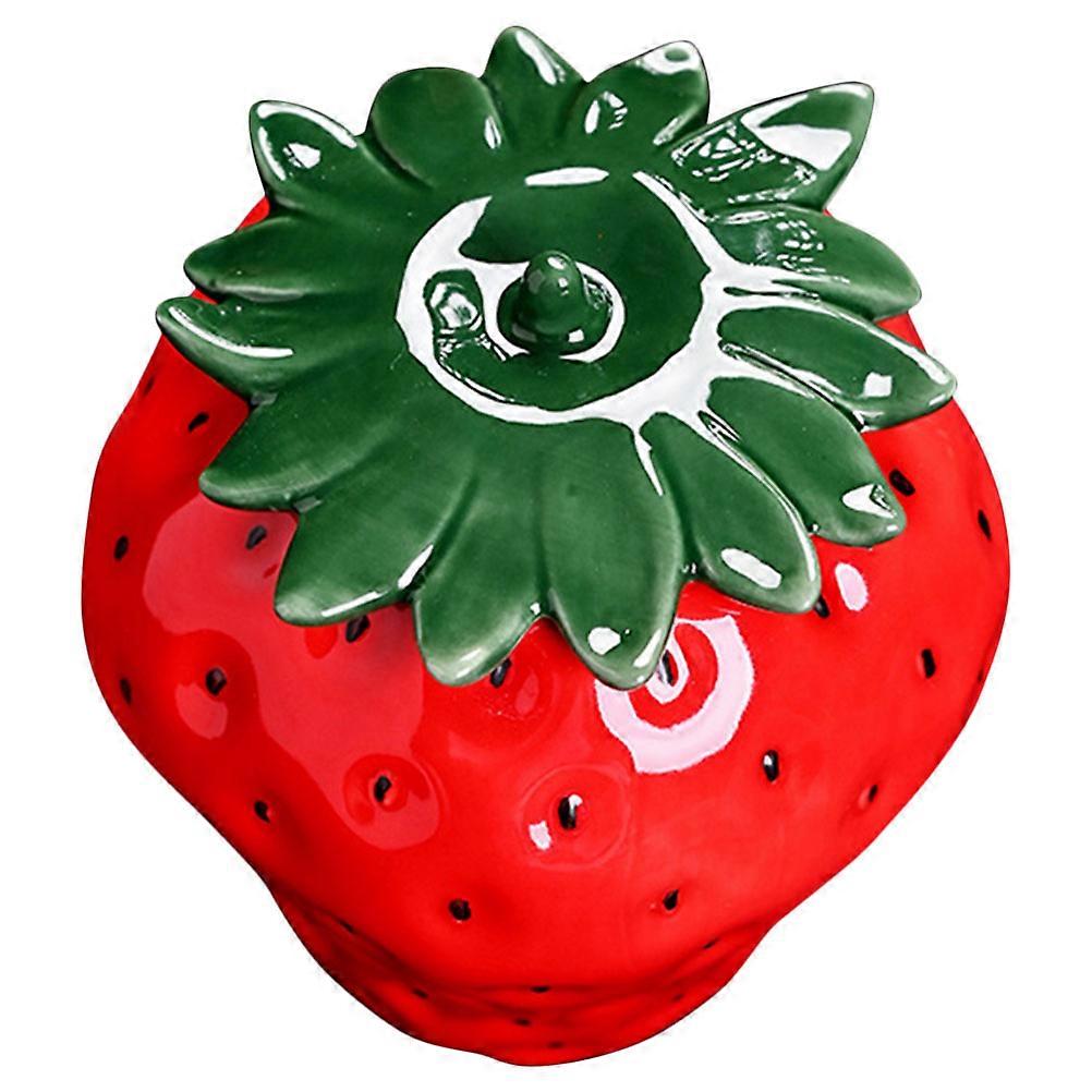 Strawberry Decor Ceramic Jar for Tea Storage Kitchen Use