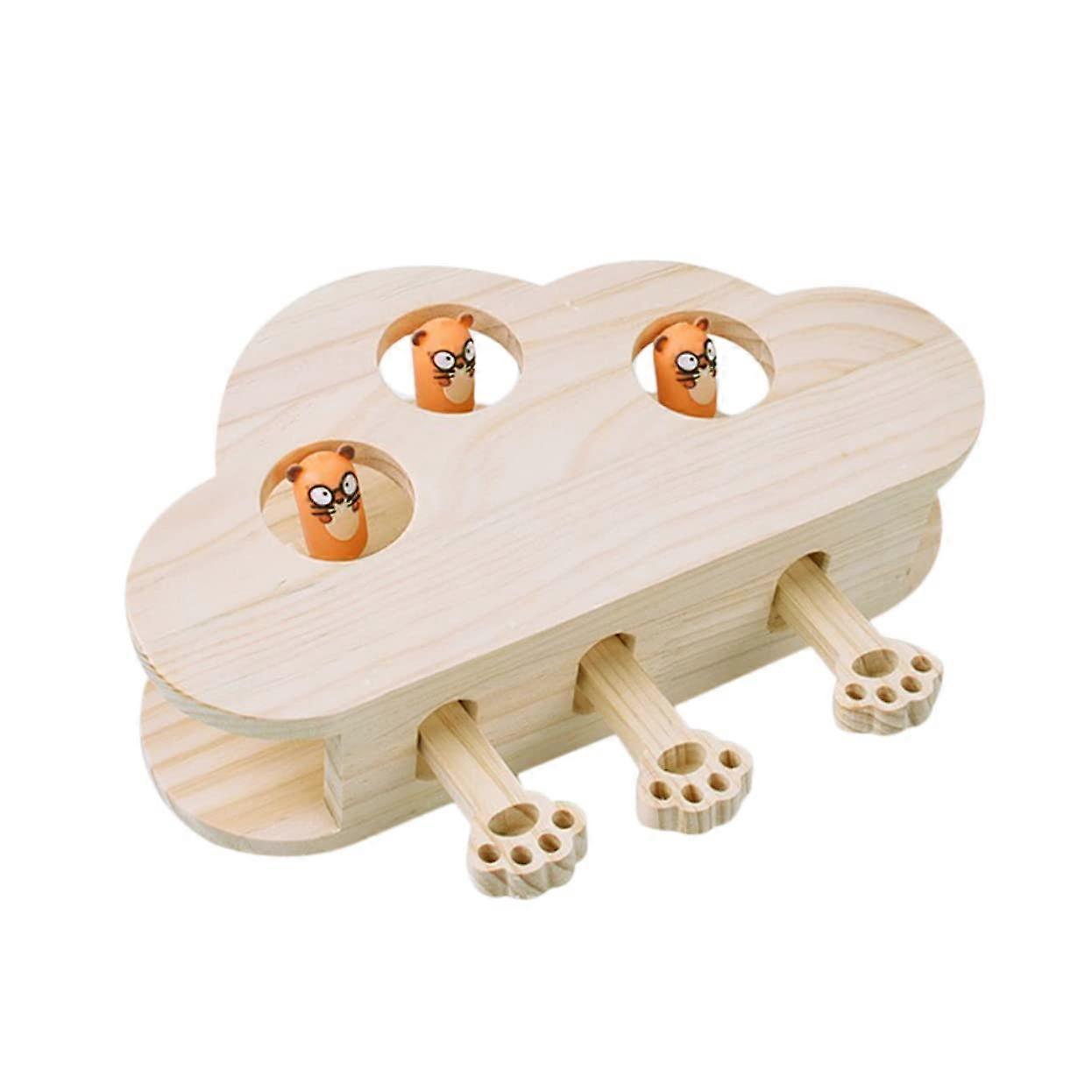 Interactive Wooden Cat Scratching Toy with Gopher Design - Educational and Fun Pet Activity for Indoor Cats