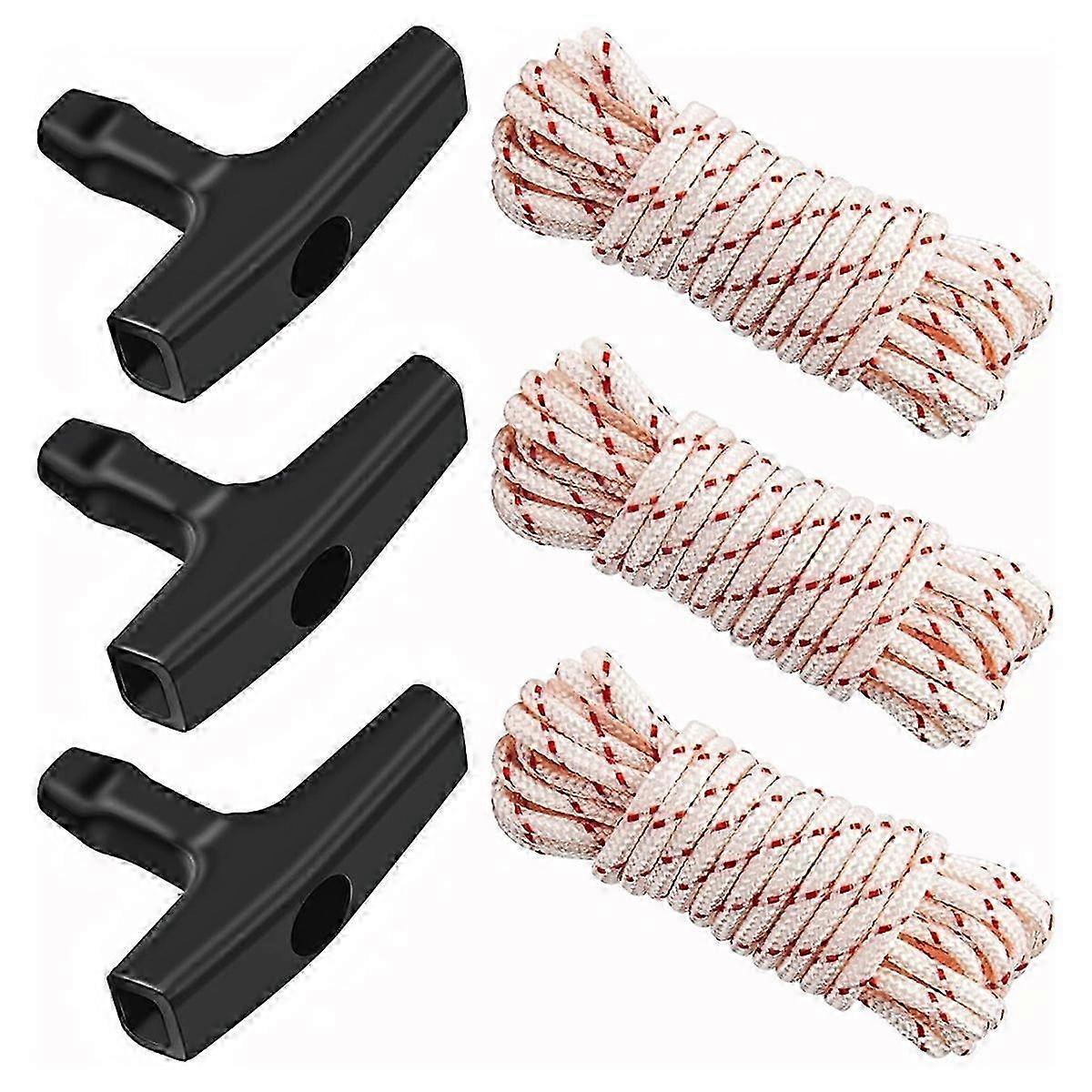 3Pack 10 Ft X 9/64in(3.5mm) Pull Cord Rope with StarterHandle, Braided Ropes with High Tensile Stren Edition 0718