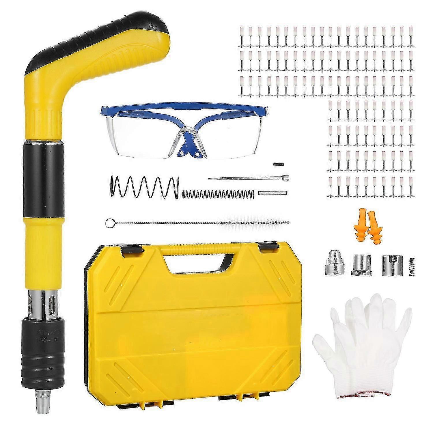 Kit d’outils de fixation de mur de clous avec 100 Pcs Clous Portable Manuel Clouage Pistolet À Faible Bruit En Acier Nail Shoo