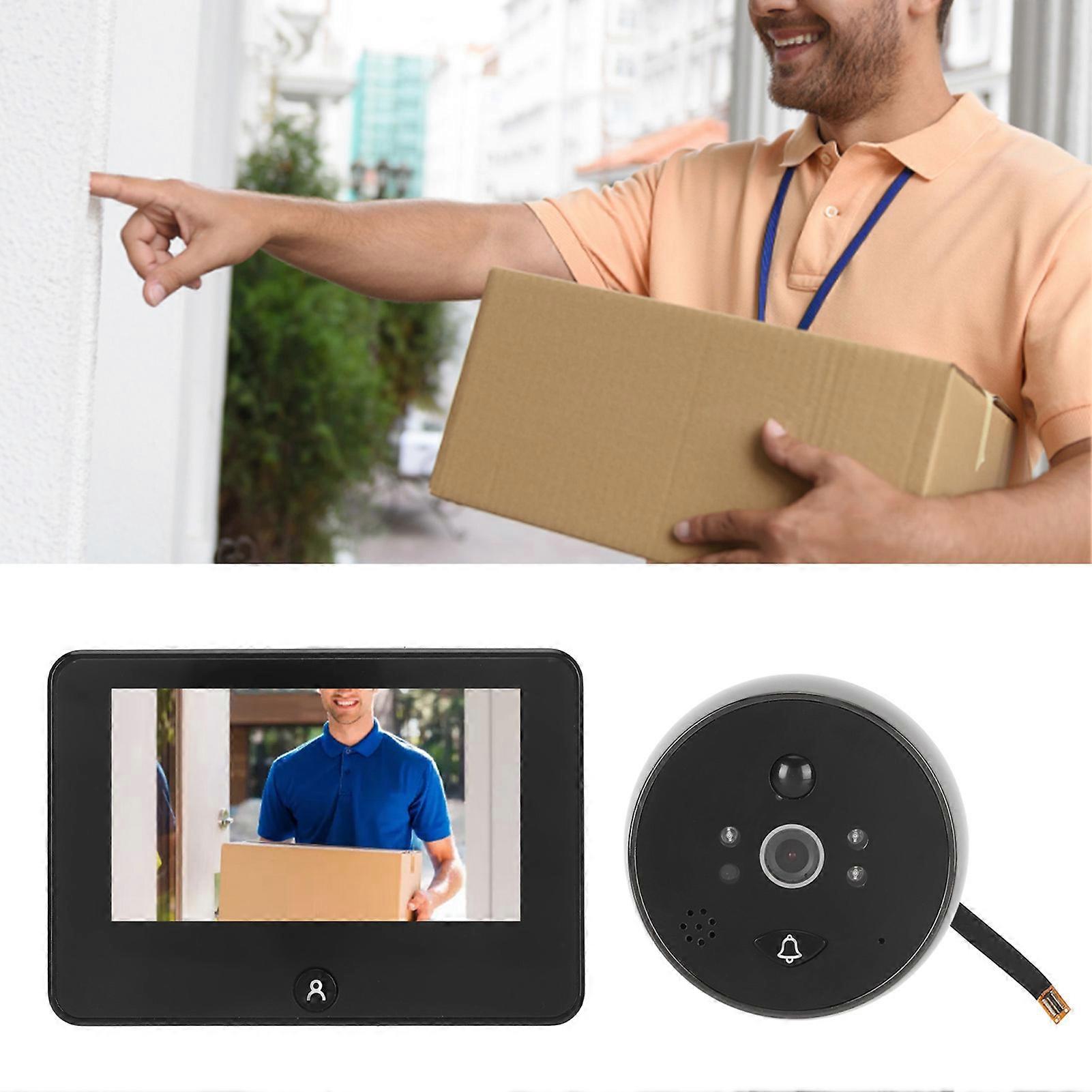 4.5in WiFi Smart Digital Door Viewer Night Vision Motion Detection Remote Monitoring Visual Doorbell for Home 