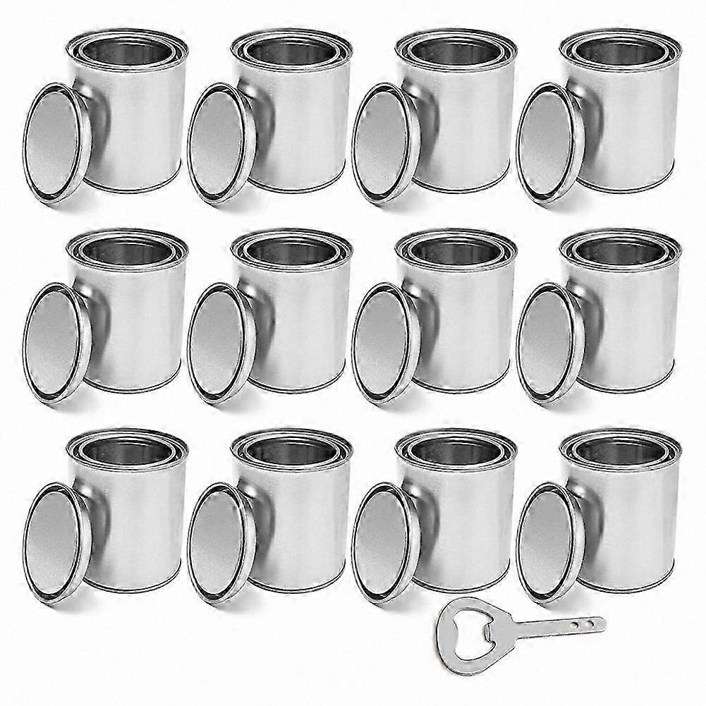 12-Pack Unlined Tin Paint Cans with Lids, 0.4 Quart Craft Buckets for DIY Projects and Art Supplies