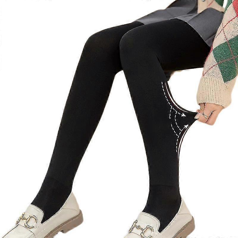 Thermal Winter Fleece Tights for Women, Extra Thick Warm Leggings, Sheer Effect Black Ankle Thickness