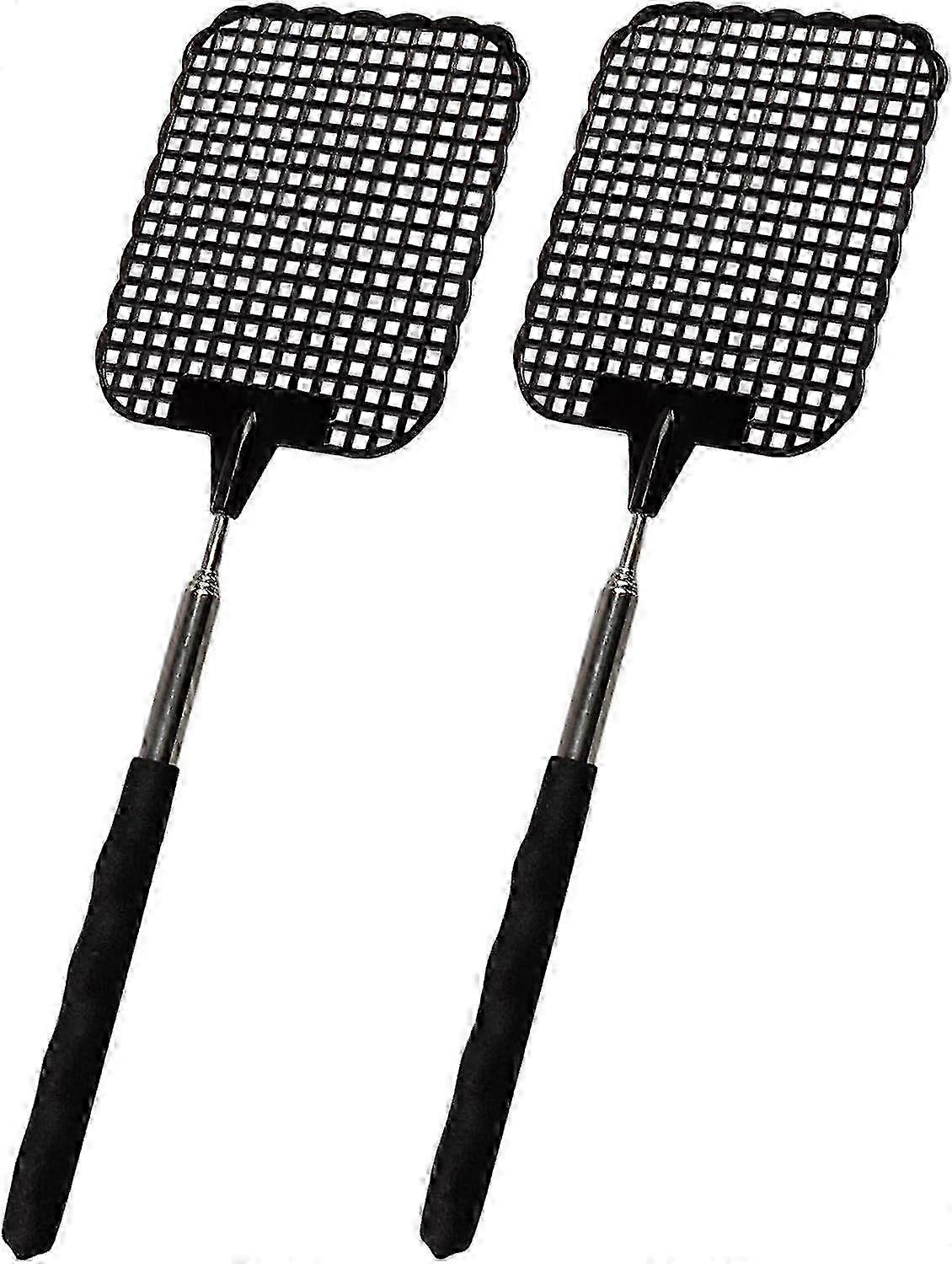 2025 Set of 2 extendable fly swatters Extendable telescope Length of 26 cm 72 cm Black