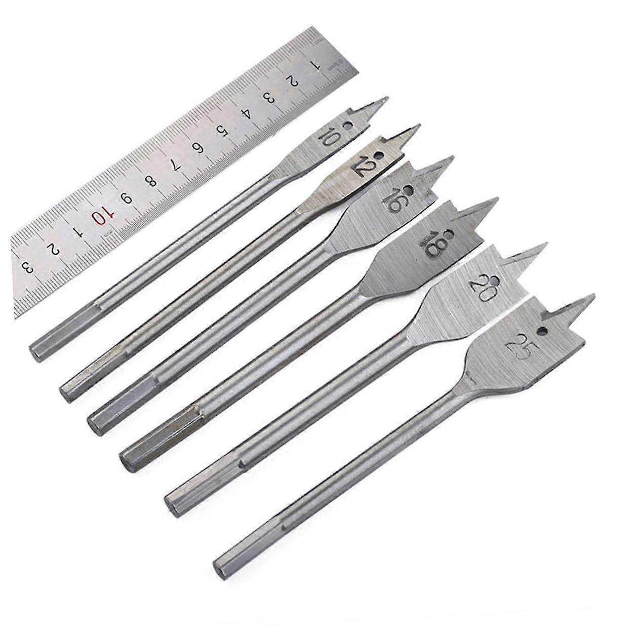 Drill Stand Paddle Drill Spade Bit Set, 6-Pack Wood Drill Bits with Titanium Coating, 1/4 Inch Shank Size