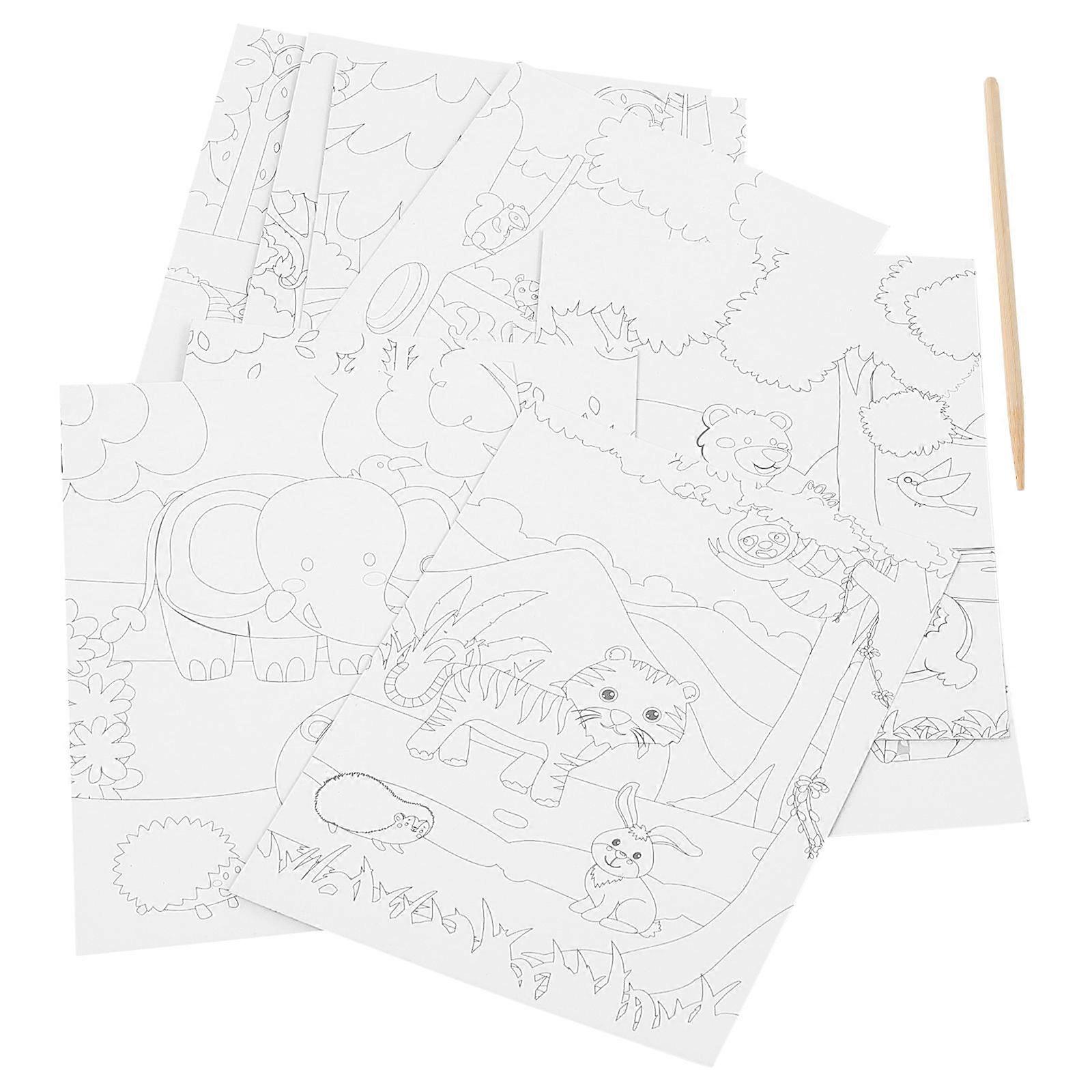 1 Set Supplies DIY Painting Scratch Paper Drawing Easel Crafts Activity Kit for Creative Kids & Adults