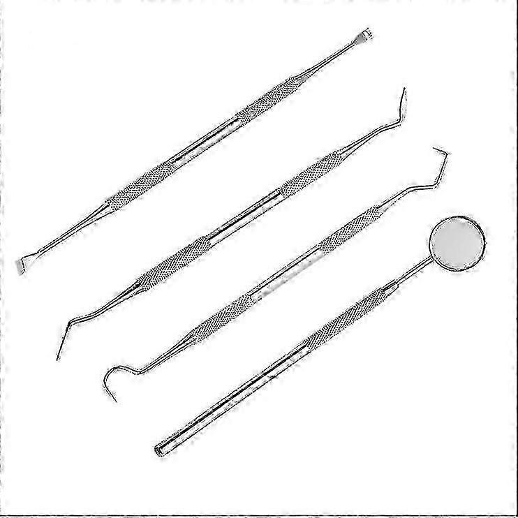 4ピースステンレススチールデンタルキット、家庭用タルタルスクレーパー歯科医用ツール