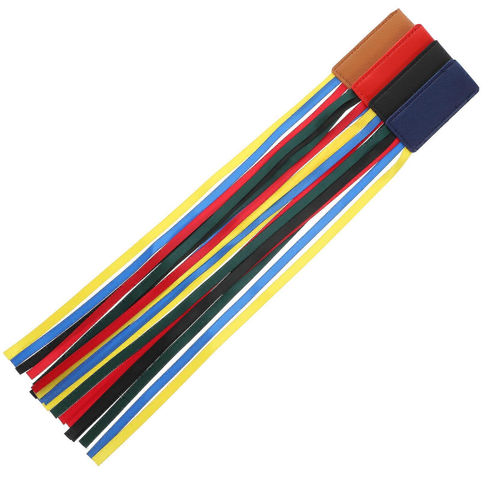 4pcs Decorative Ribbon Bookmarks Reusable Page Holders for Bible, Books, and Notebooks – Elegant Ribbon Tabs in Black, Red, Blue, and Brown for