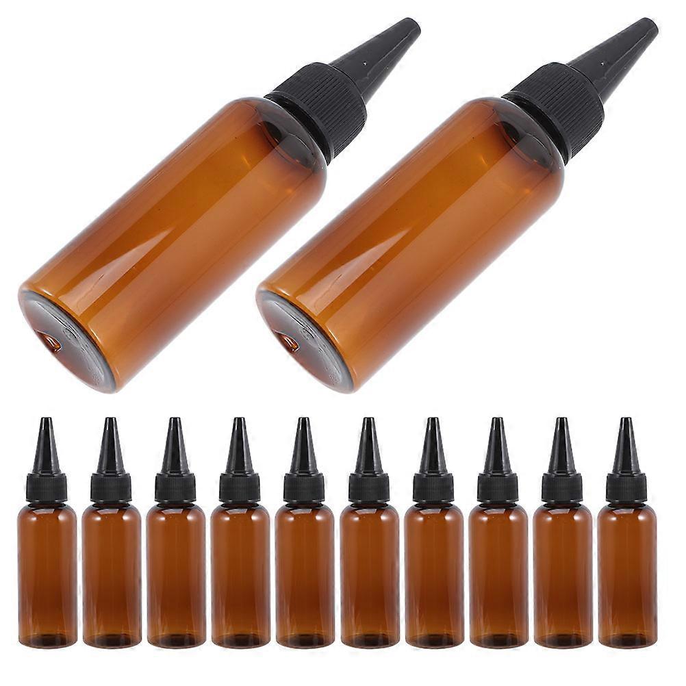12pcs Brown PET Applicator Bottles for Storage Squeeze Hair Color Containers 50ml