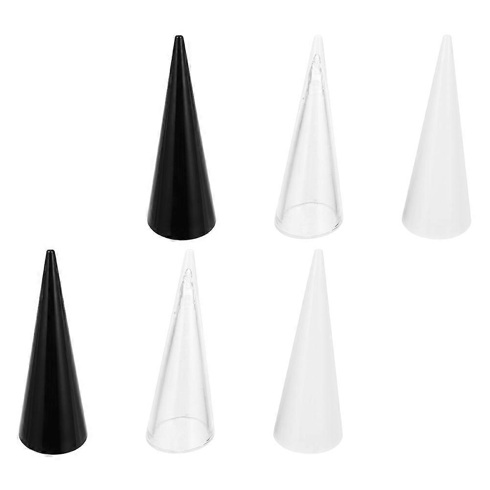 Cone Ring Stand Finger Ring Racks Jewelry Display Retail Stores 7X2.5X2.5CM Ring Storage Simple Design 6Pcs