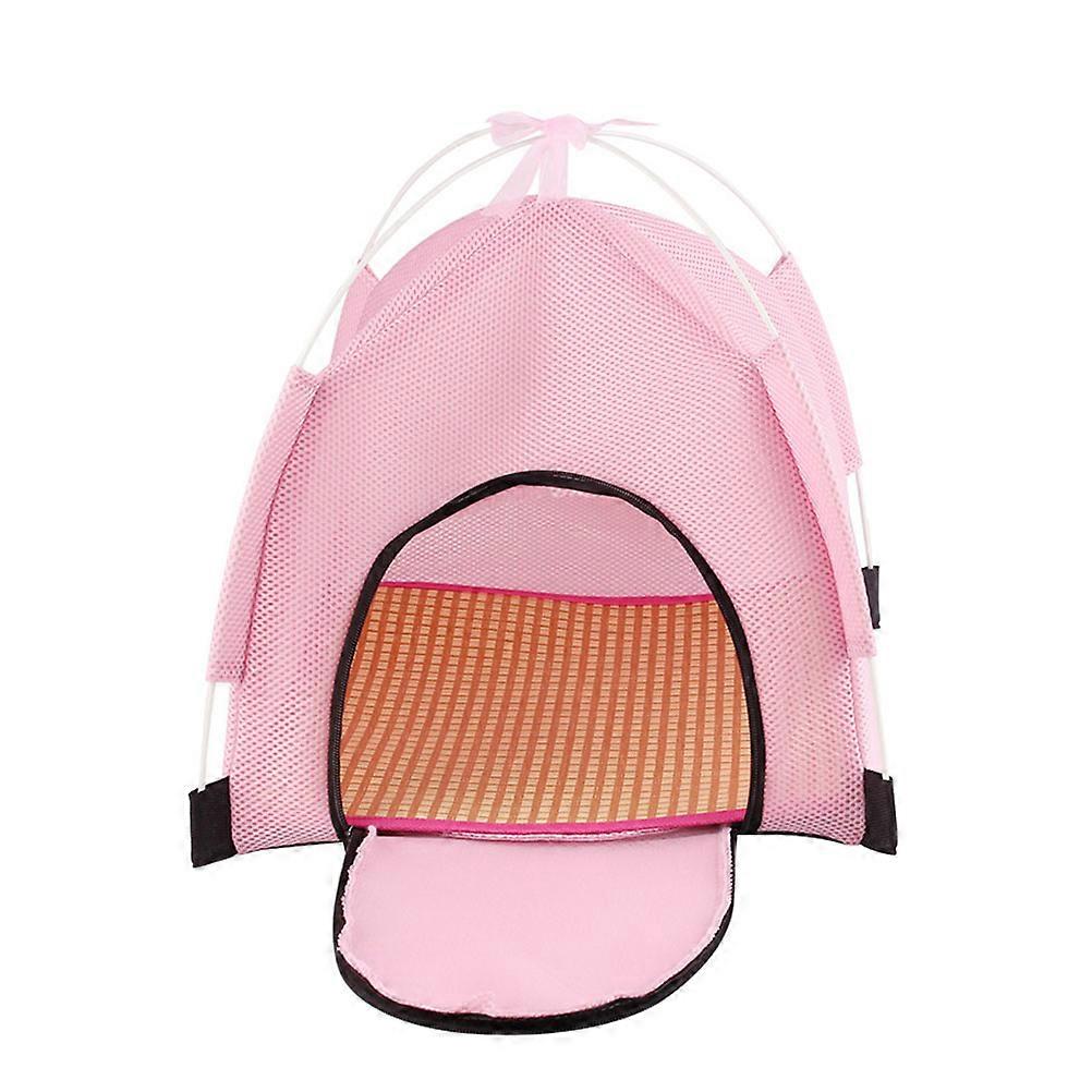 Portable Outdoor Pet Tent Foldable and Rain Proof for Small Pets Made of Polyester Fabric Pink