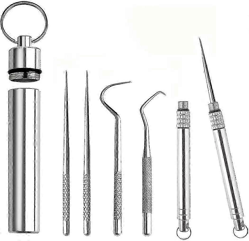4ピースポータブルチタン爪立てずポケットセットポケットつまようじ金属つまようじステンレススチール