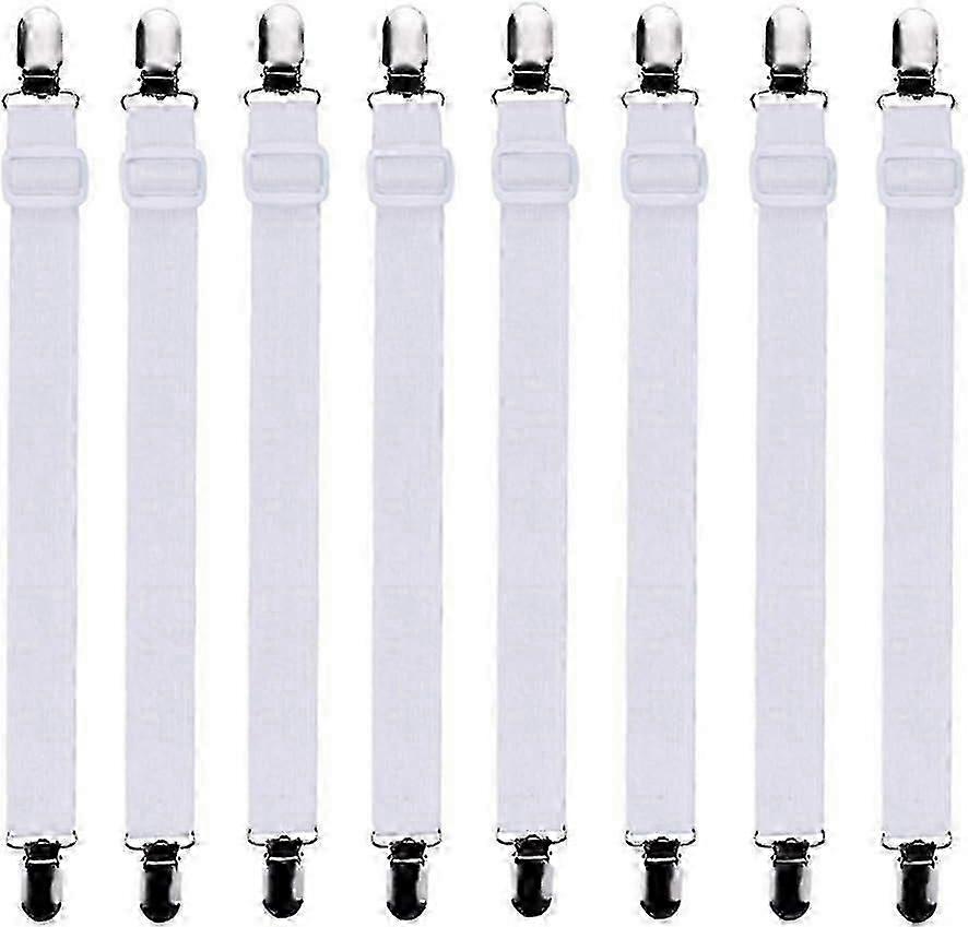 8 pieces (60cm to 200cm) adjustable fitted sheet bed sheet carrier, holder holder, suitable for all beds and mattresses, white