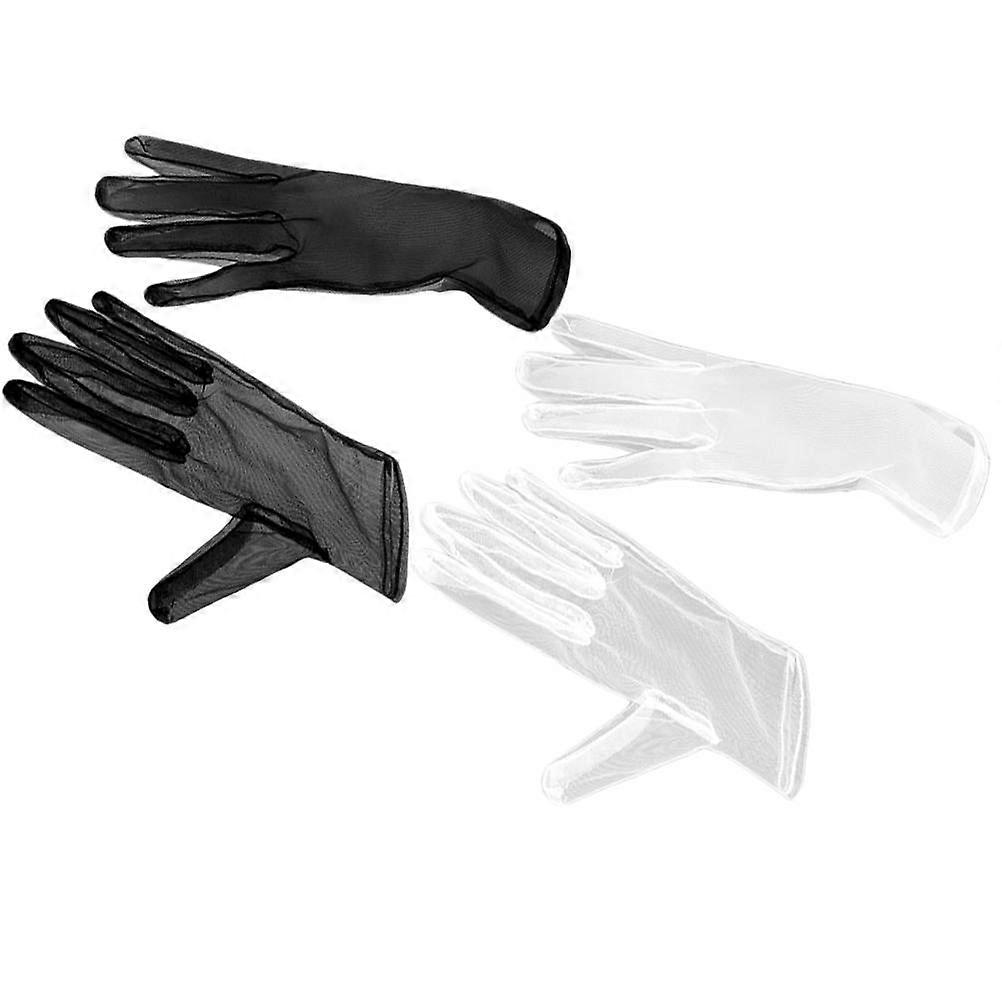 Bridal Gloves For Wedding Wedding Gloves Set Elegant Design Stretchy Comfortable to Wear Mesh White 2Pairs