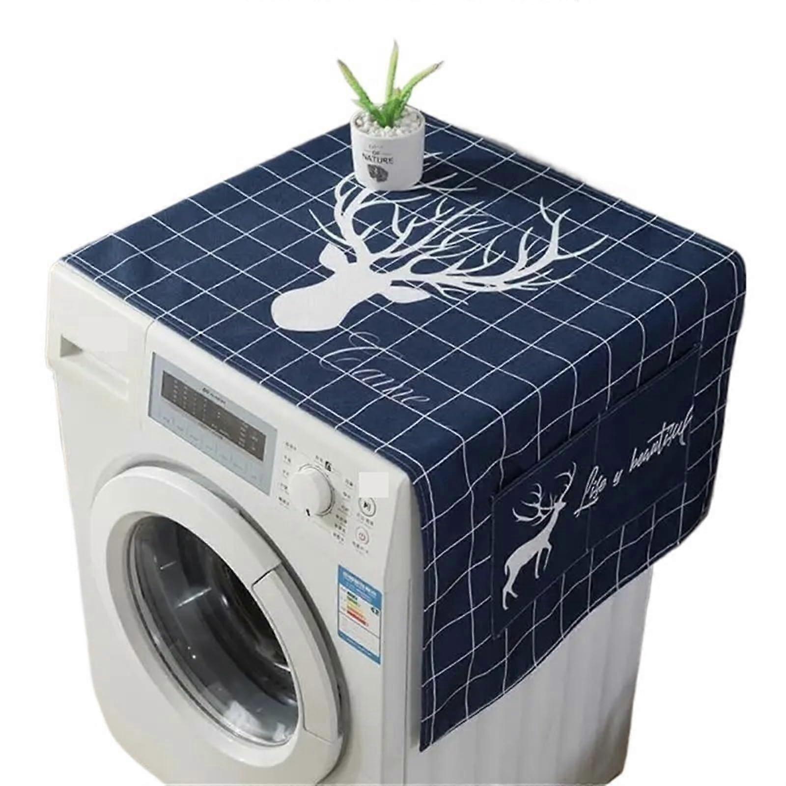 Washing machine cover, dustproof cover for refrigerator, washing machine cover with storage pockets (Color Style G)