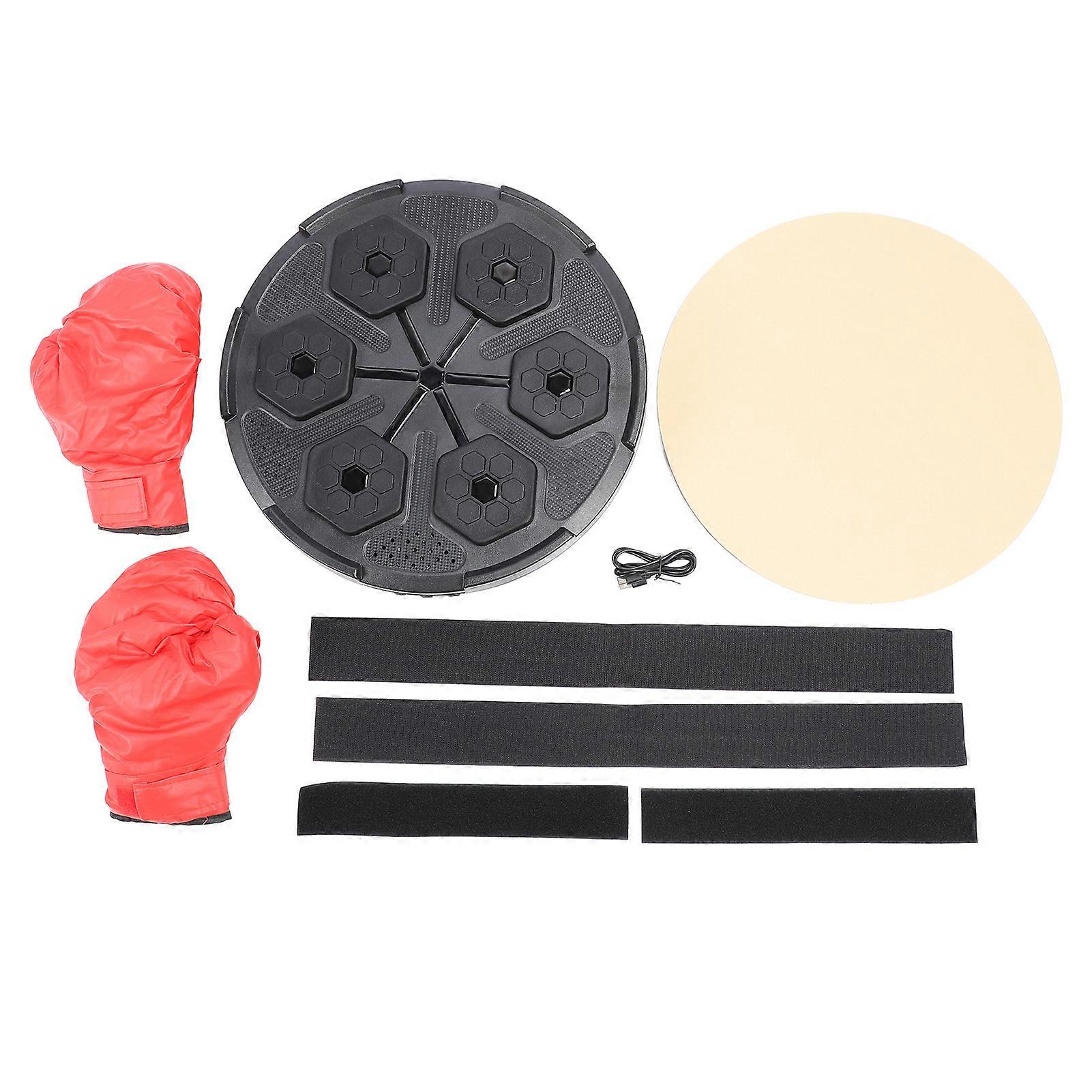 Music Boxing Machine Wall Mounted Bluetooth Smart Punching Target with Cool Lighting for Daily Exercise Black
