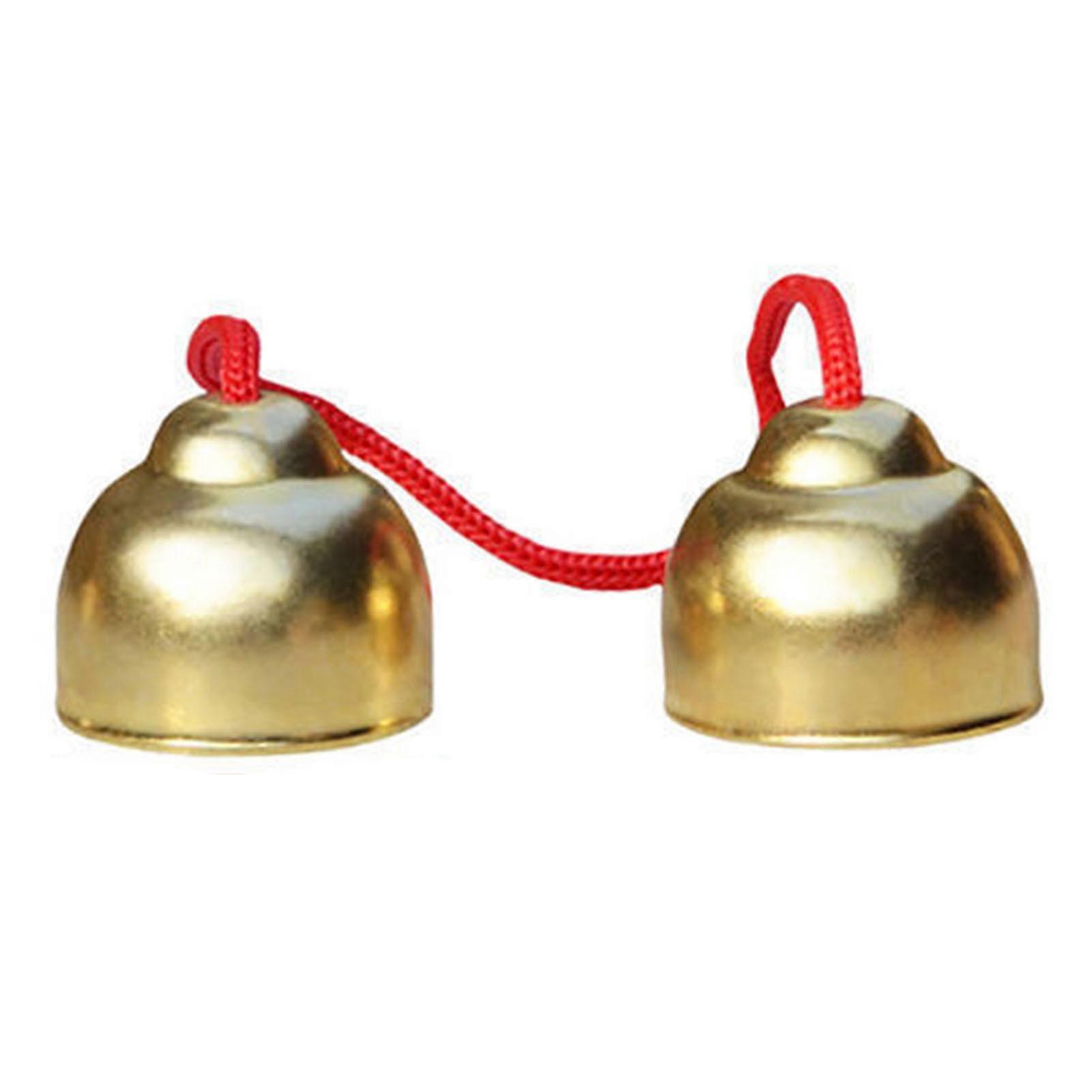2Pcs Metal Bells Crisp Sound Safe Rounded Corner Light Portable Multi Purpose Ringing Bells for School Office Family Large Size(with Red String)