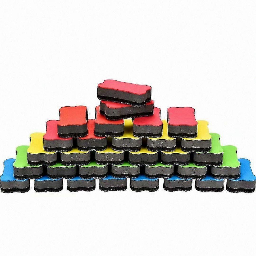 4-Color Magnetic Erasers for Whiteboards and Chalkboards, 32-Pack