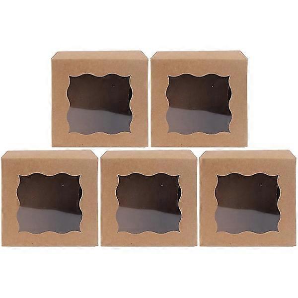 5 pcs Window Dessert Packaging Boxes Baking Food Boxes Cake Packaging Boxes
