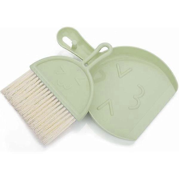 Mini dustpan and brush, small broom and dustpan, portable desktop cleaning set, soft bristle cleaning tools, desk dustpan (green)