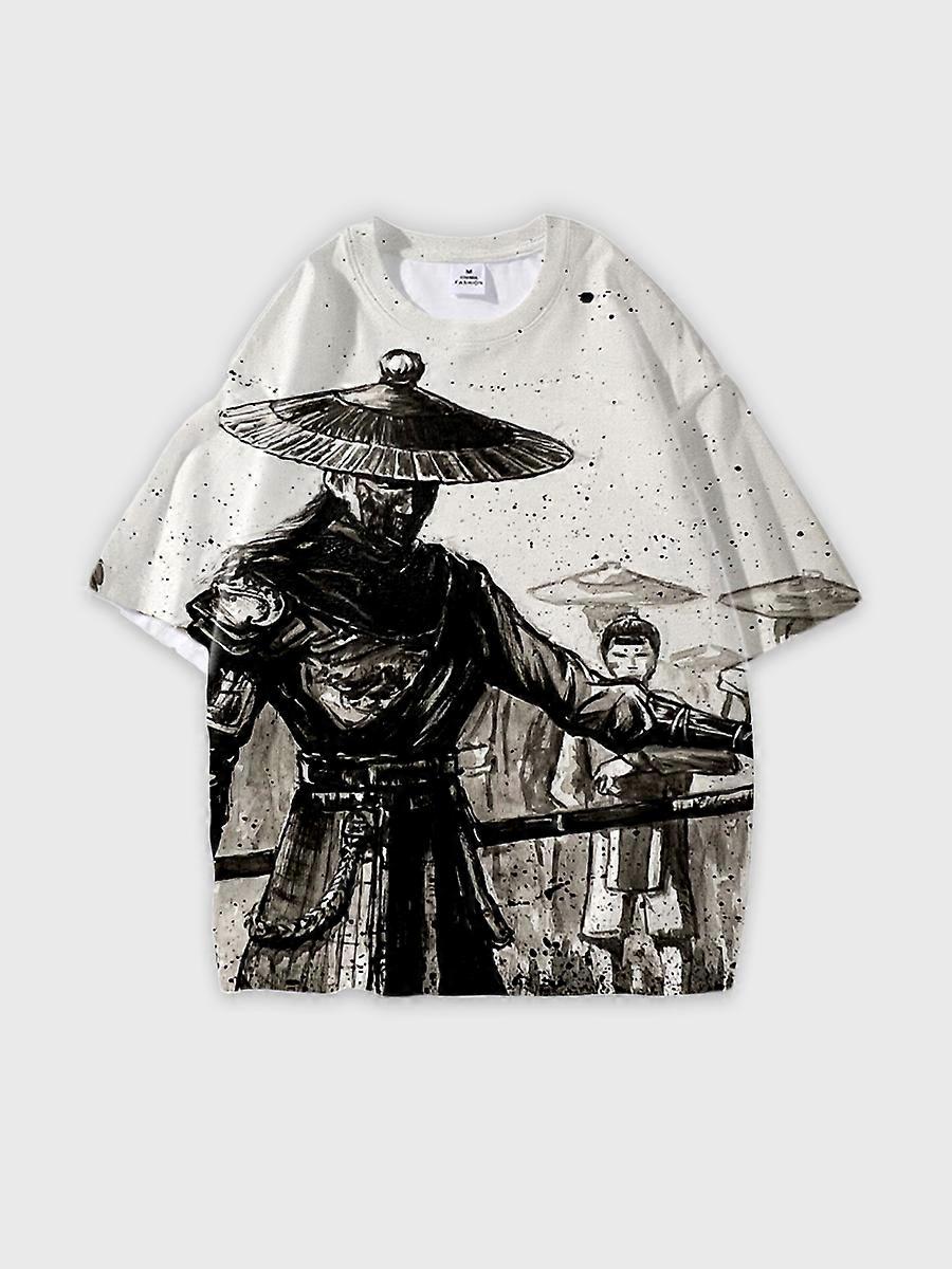 T-shirt round neck Character Pattern loose short sleeve P1271